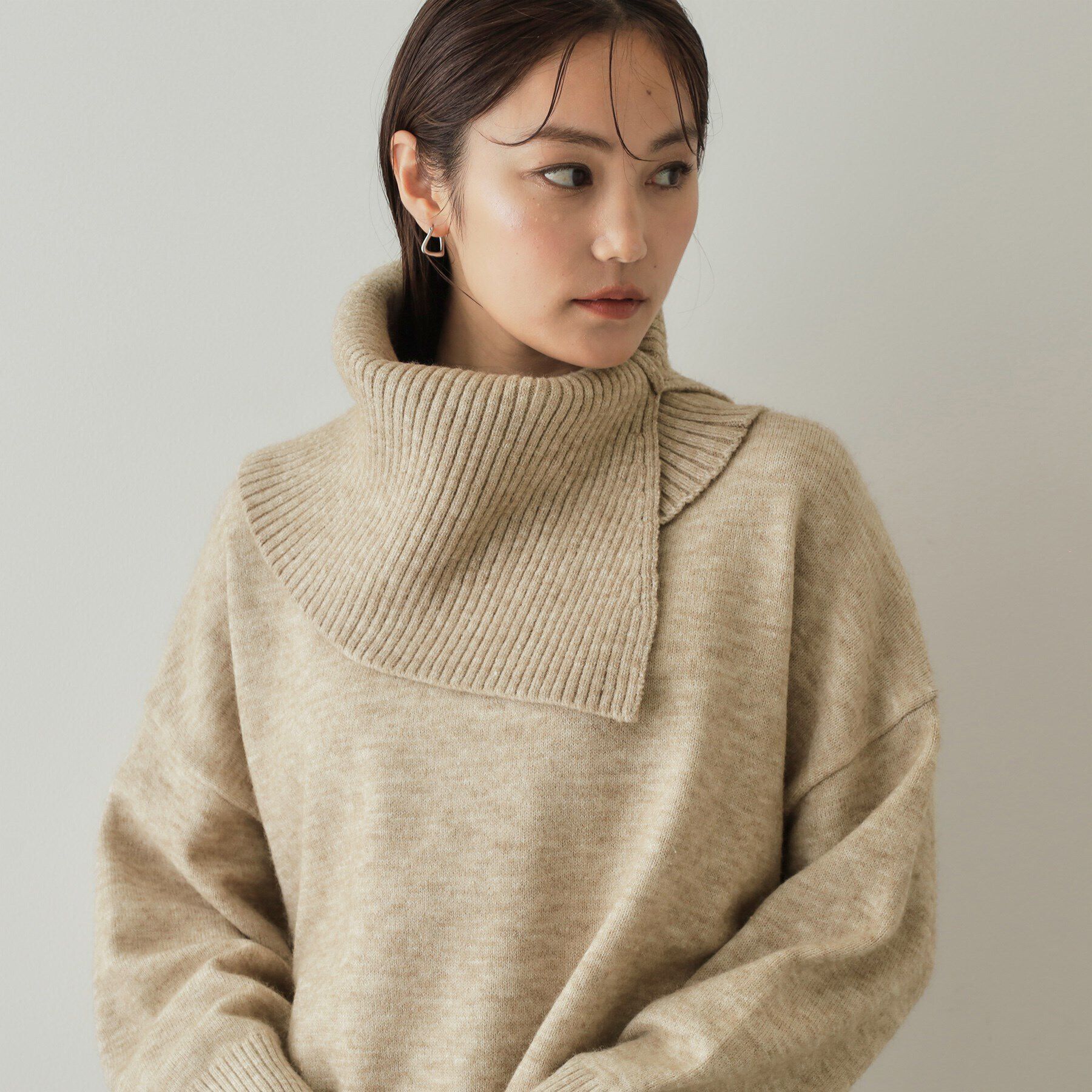 OPAQUE.CLIP「2WAYネックウォーマー付ニット【洗濯機洗い可】」|ニット・セーター|