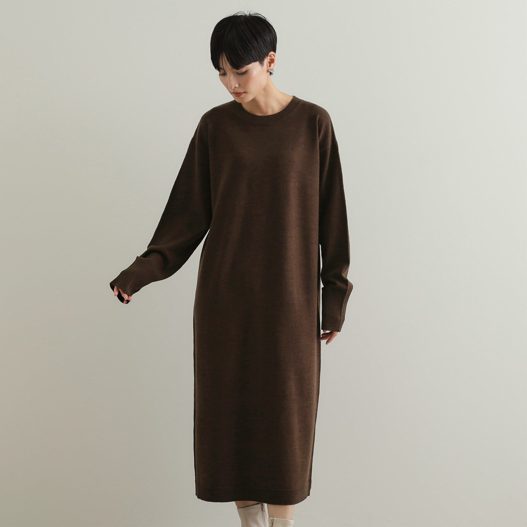 OPAQUE.CLIP「≪ツインセット≫ハーフZIPベスト&times;ニットワンピース【洗濯機洗い可】」|ワンピース|