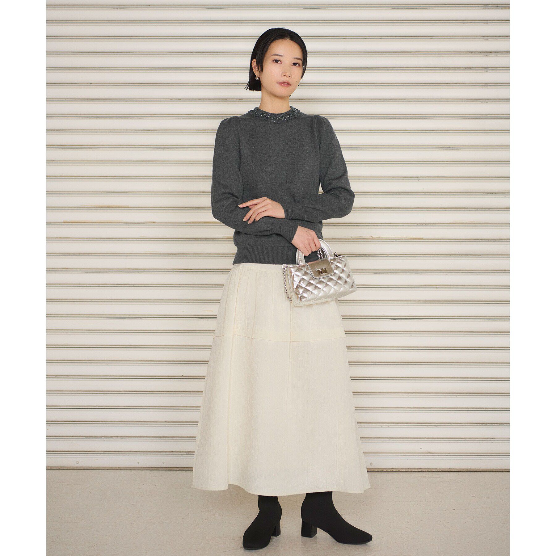 OPAQUE.CLIP「キルティングフレアスカート【洗える】」|スカート|