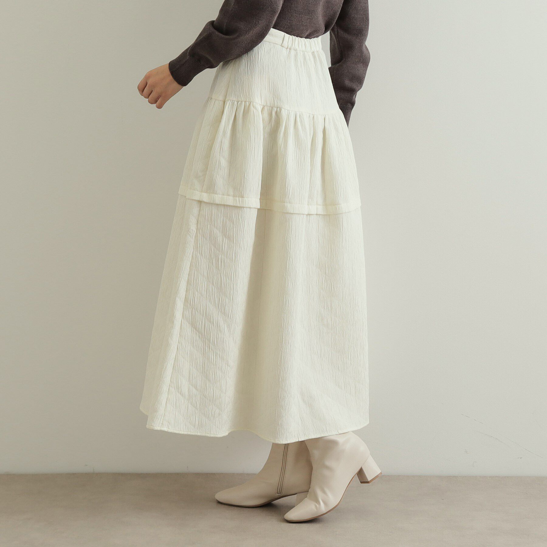 OPAQUE.CLIP「キルティングフレアスカート【洗える】」|スカート|