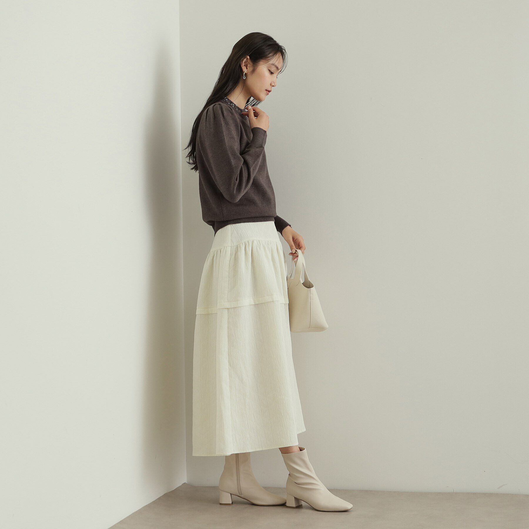 OPAQUE.CLIP「キルティングフレアスカート【洗える】」|スカート|