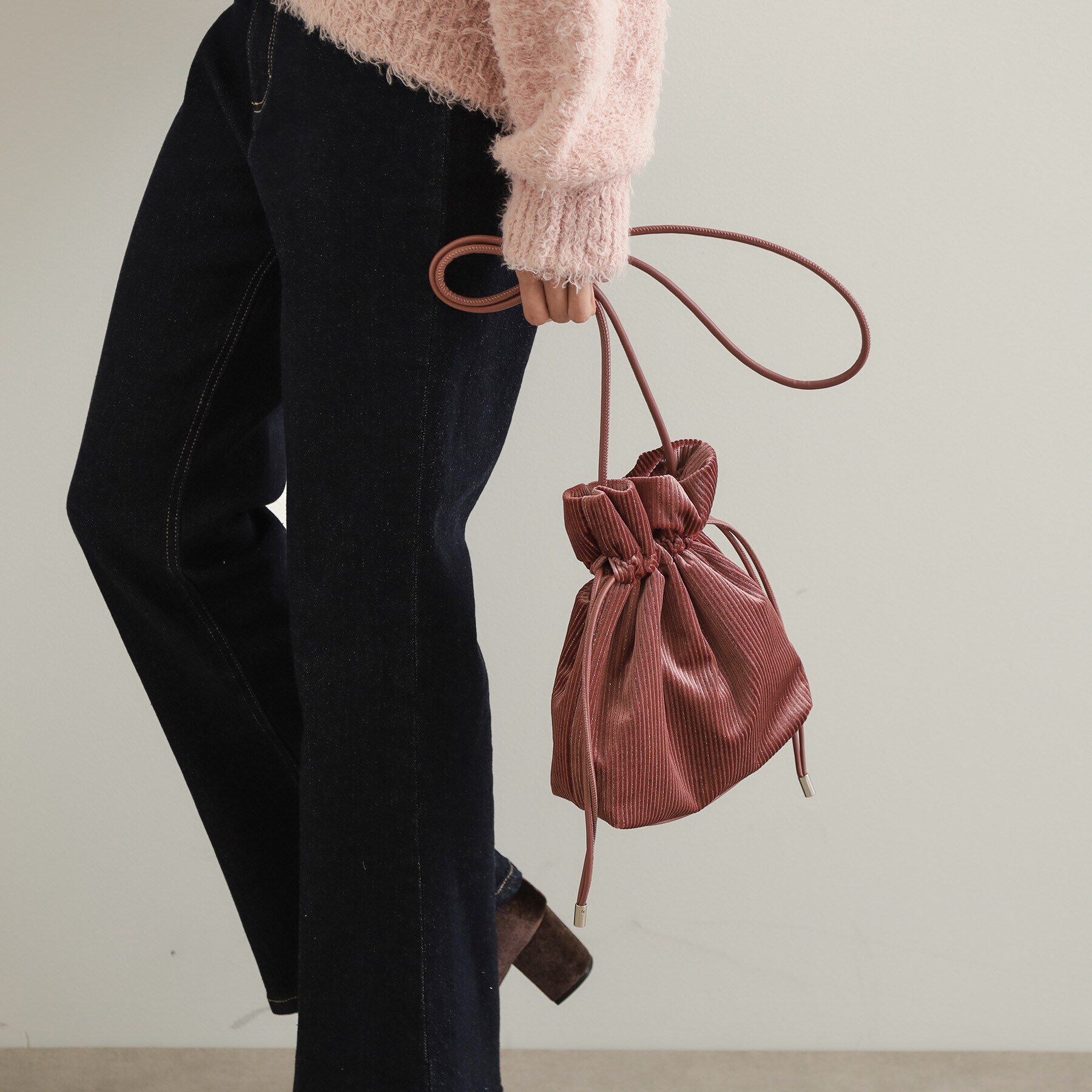 OPAQUE.CLIP「【長さ調整可能】プリーツドロストミニショルダーバッグ」|ショルダー・メッセンジャー|ピンク(872)