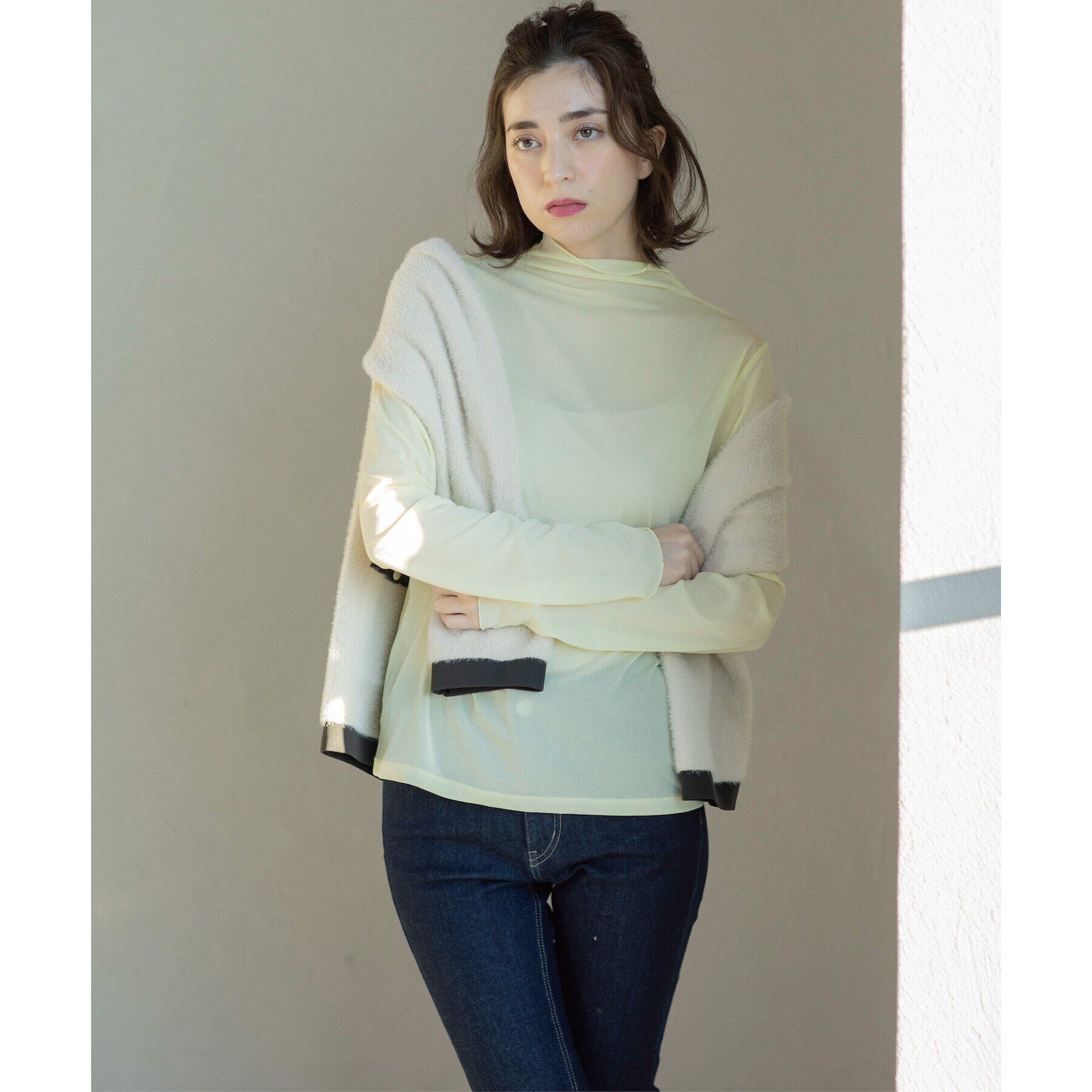 OPAQUE.CLIP「シアーメロウハイネックトップス【洗濯機洗い可】」|Tシャツ・カットソー|