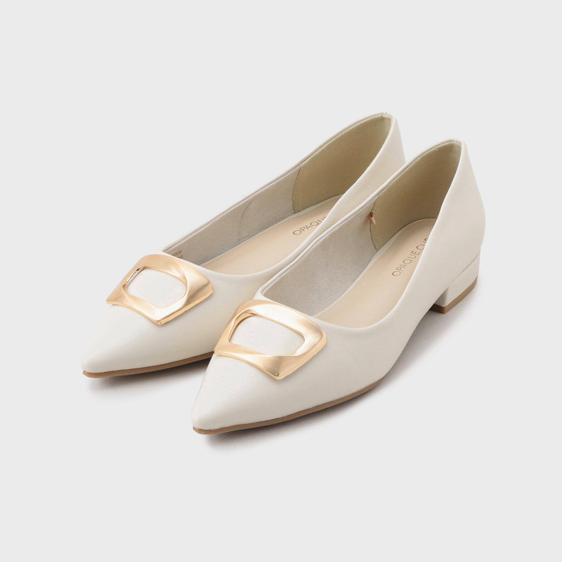OPAQUE.CLIP「【抗菌防臭加工】ゴールドメタルポインテッドデザインパンプス」|パンプス|オフホワイト(003