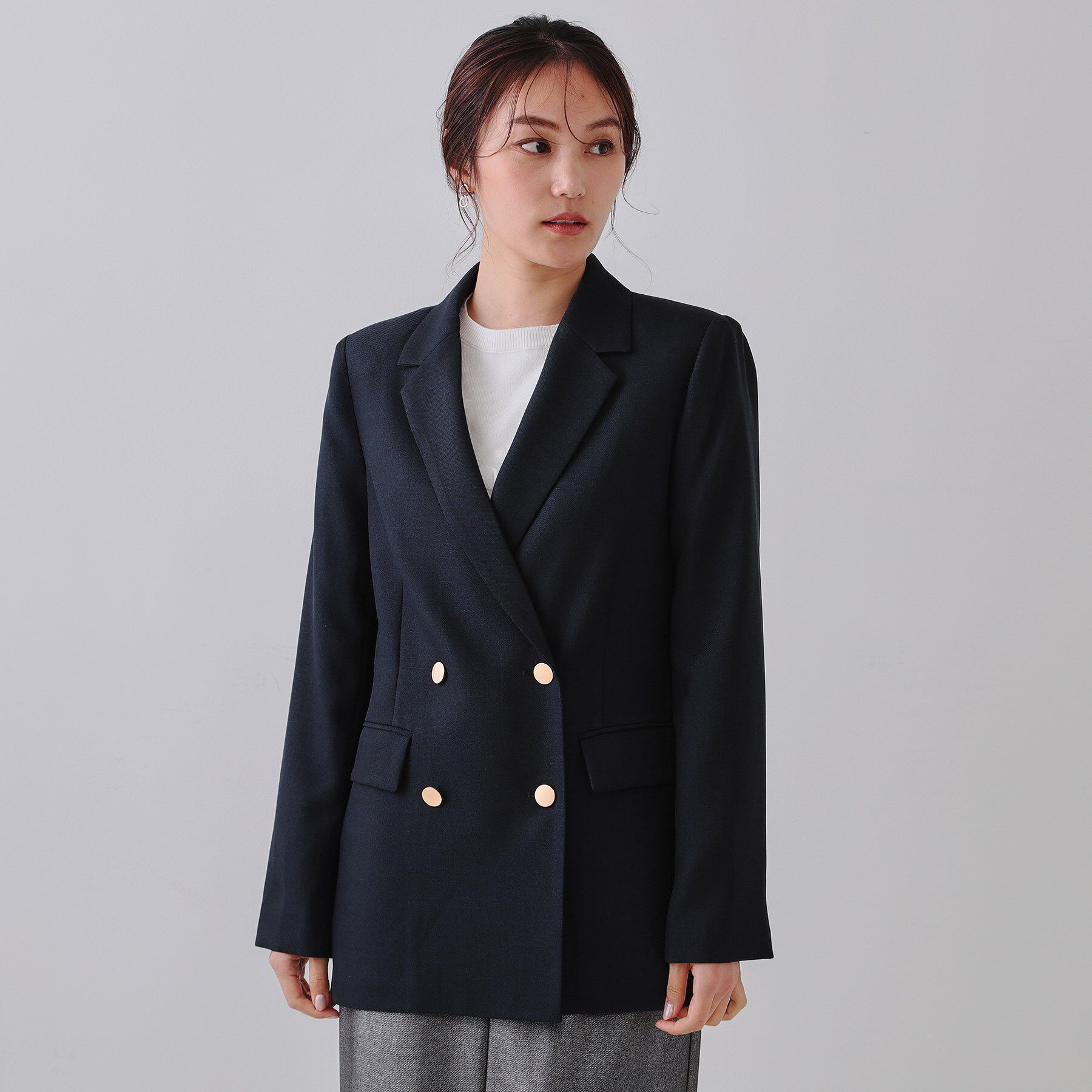 OPAQUE.CLIP「金ボタンダブルテーラードジャケット【洗える】」|テーラードジャケット|