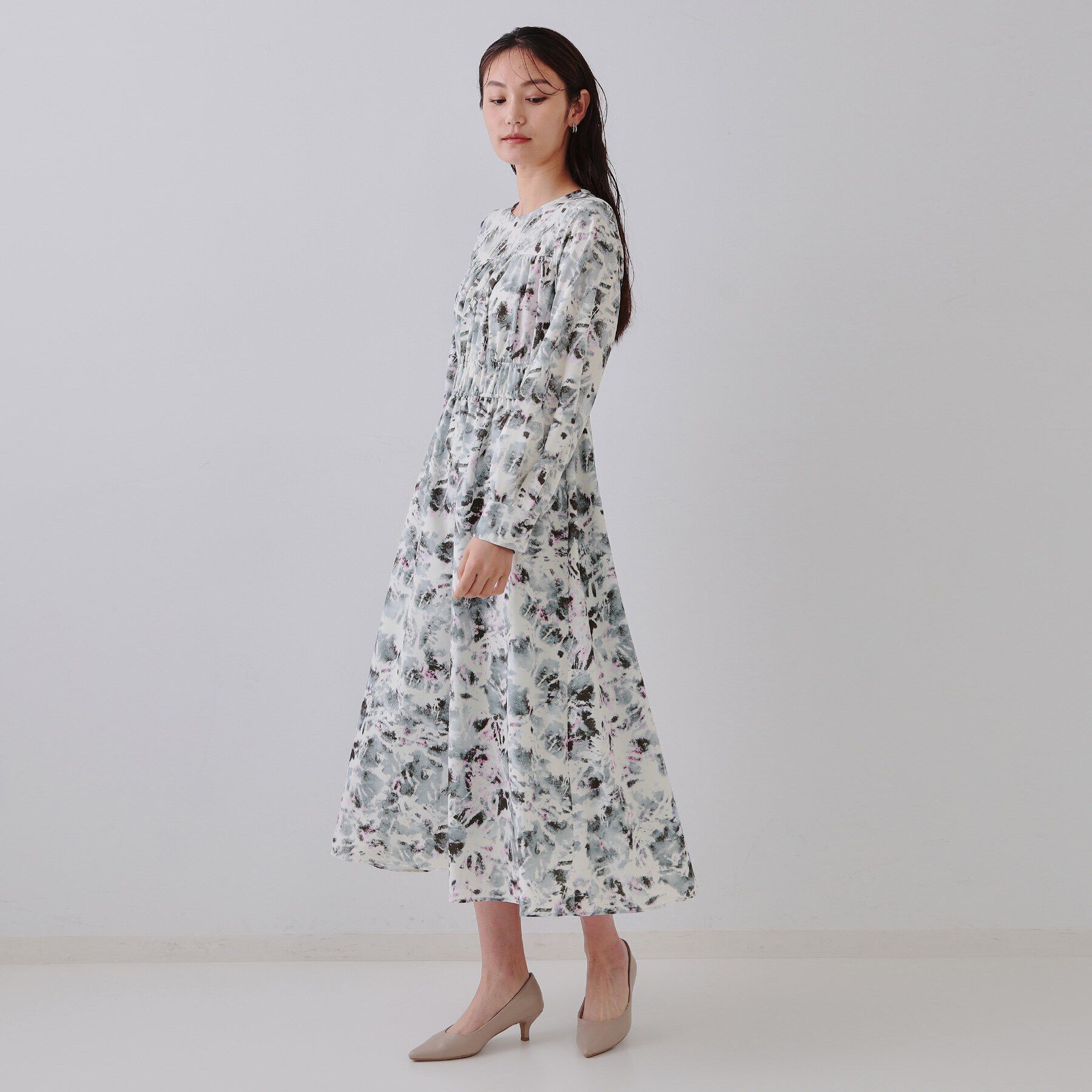 OPAQUE.CLIP「ぼかしフラワープリントワンピース【洗濯機洗い可】」|ワンピース|