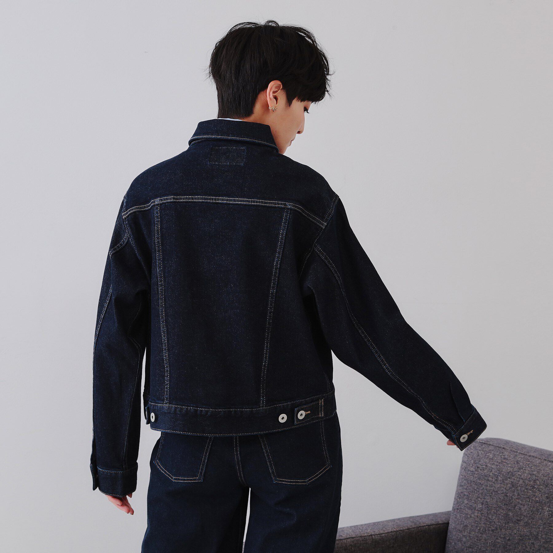 OPAQUE.CLIP「ストレッチデニムジャケット【洗濯機洗い可】」|デニムジャケット|