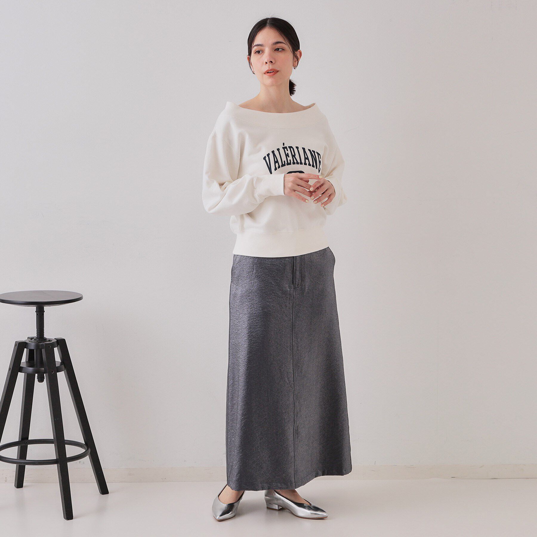 OPAQUE.CLIP「ラメAラインロングスカート【洗濯機洗い可】」|スカート|