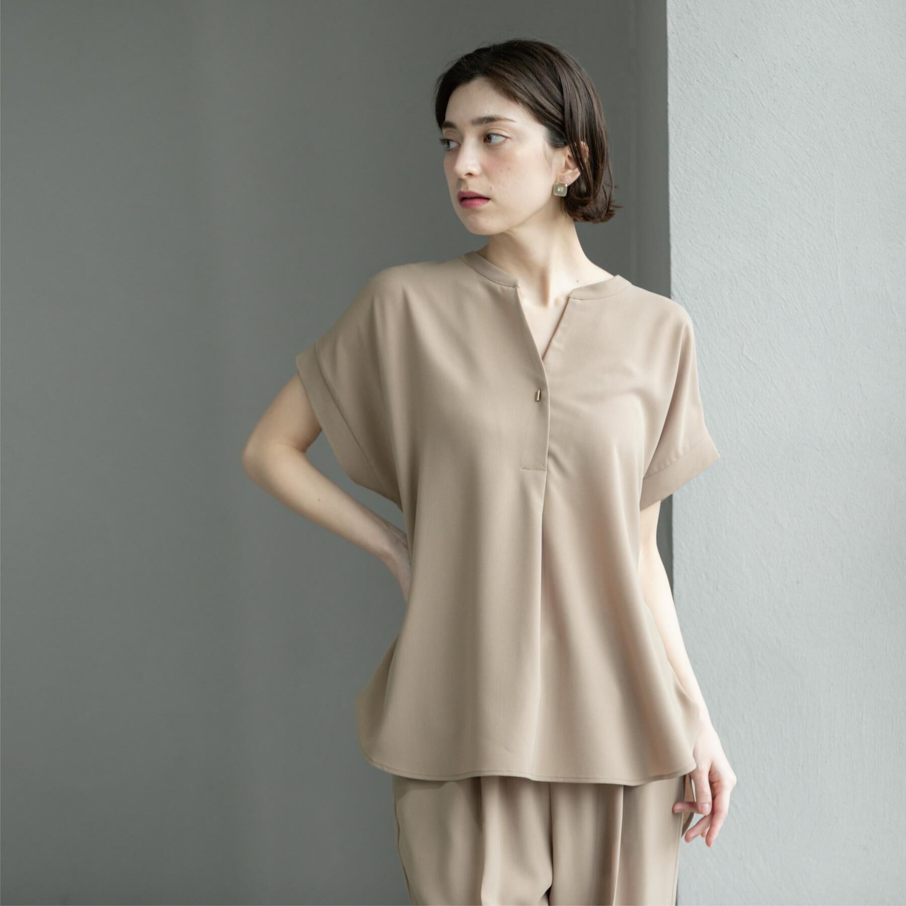 OPAQUE.CLIP「《7色展開/SS-LLサイズ》ストレッチスキッパーブラウス/セットアップ対応【洗濯機洗い可/防シワ】」|シャツ・ブラウス|