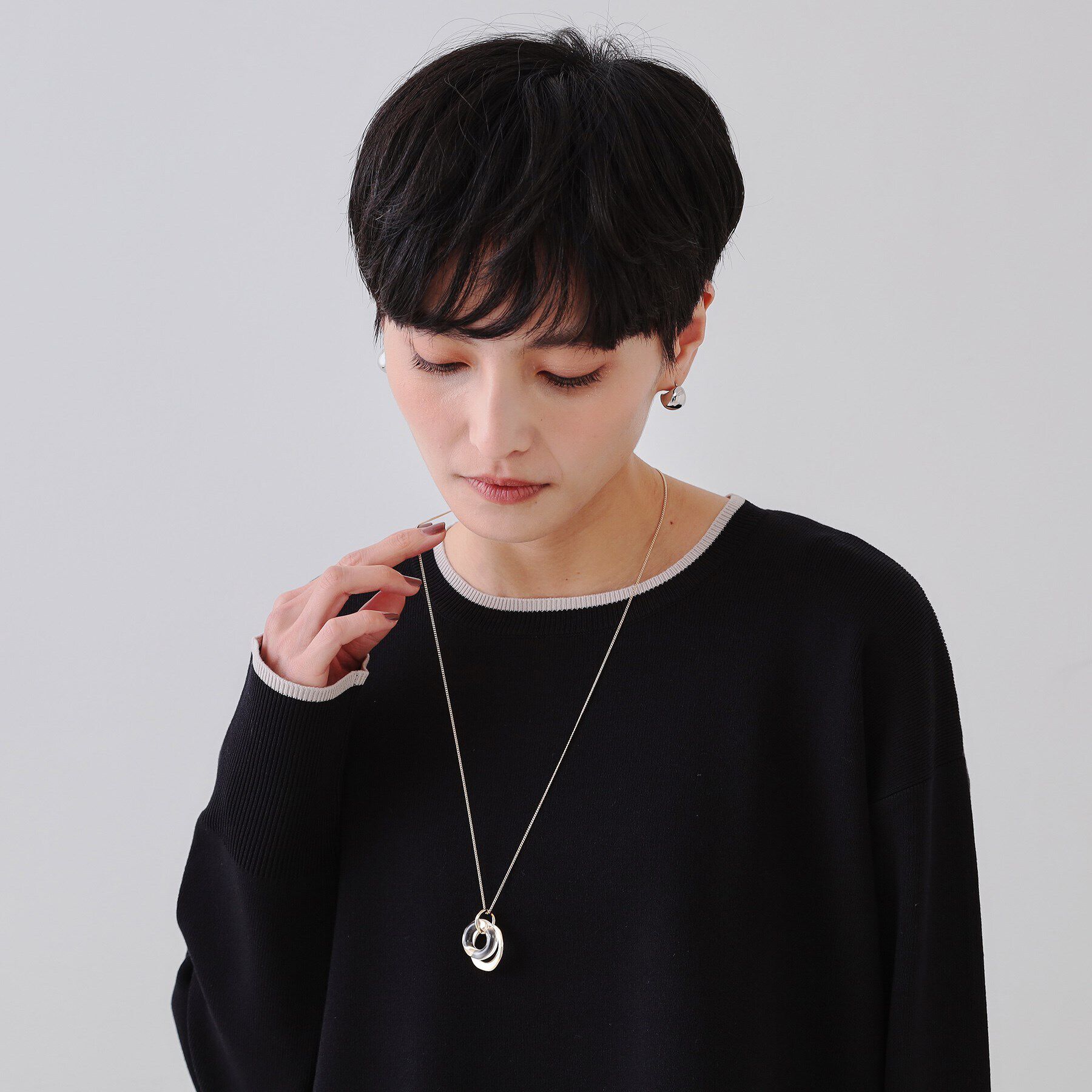 OPAQUE.CLIP「メタル&times;クリアリングネックレス」|ネックレス|