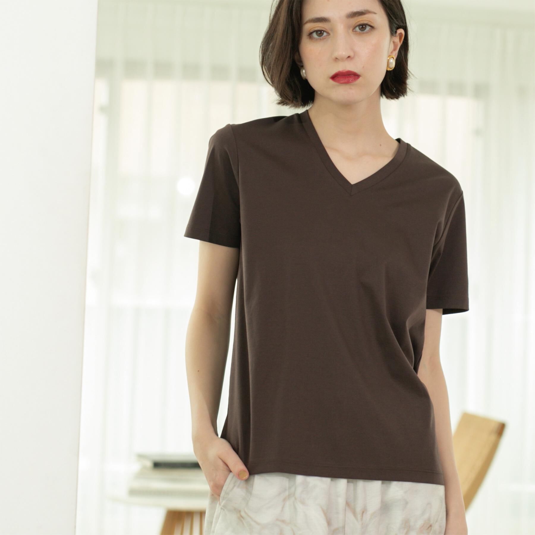 OPAQUE.CLIP「《5色展開/SS-LLサイズ》VネックベーシックTシャツ【接触冷感/洗濯機洗い可】」|Tシャツ・カットソー|