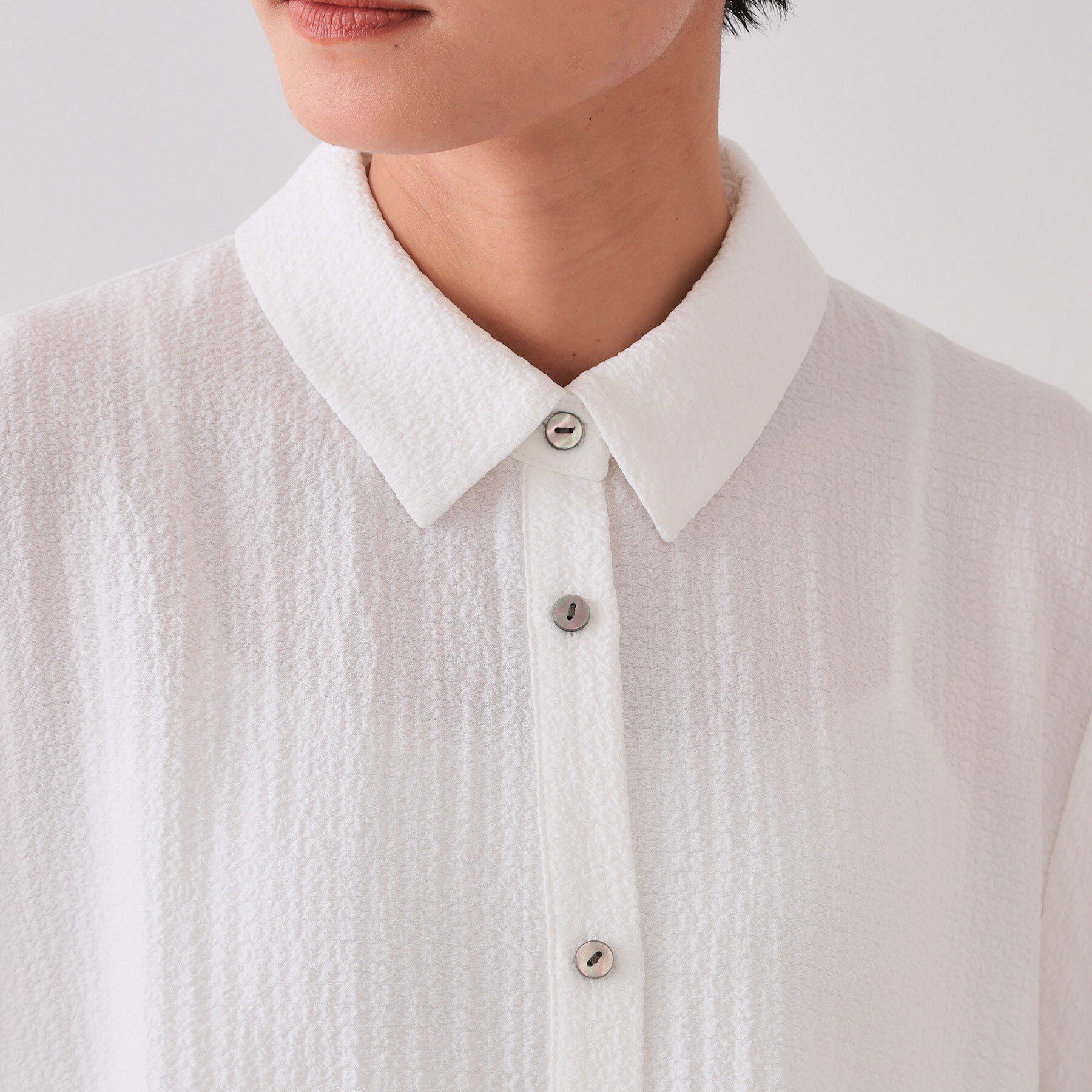 OPAQUE.CLIP「ふくれジャカードティアードチュニックブラウス【洗濯機洗い可】」|シャツ・ブラウス|