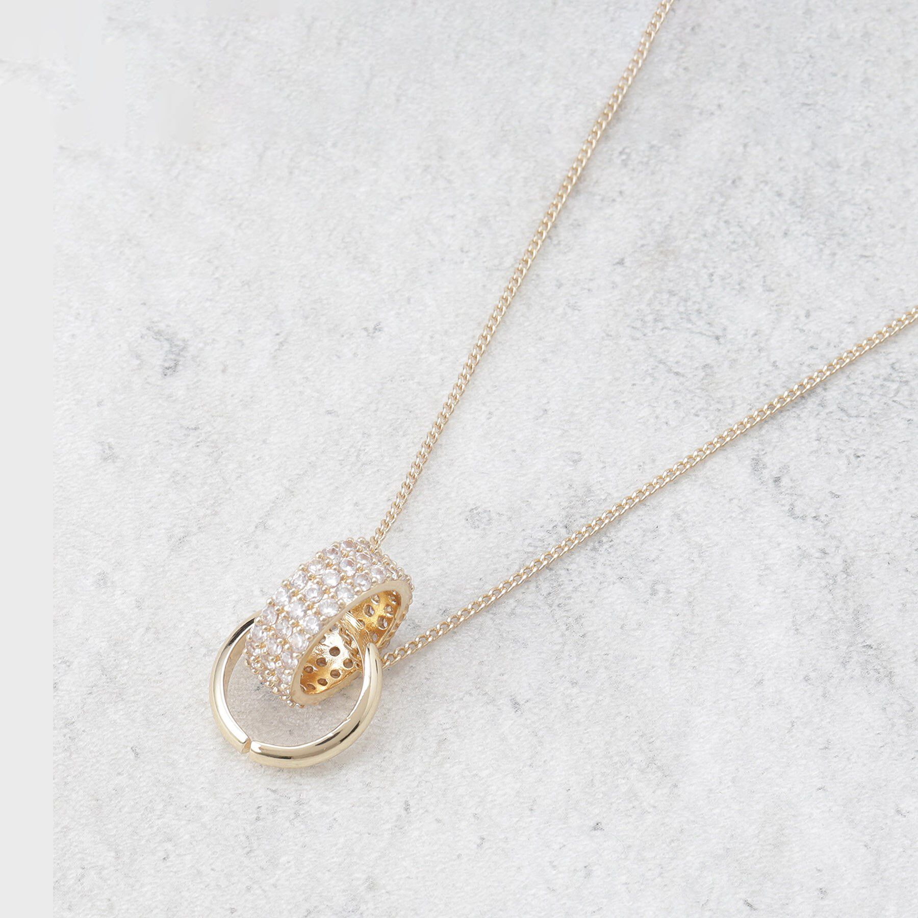 OPAQUE.CLIP「キルトビジューリングネックレス」|ネックレス|ゴールド(007)