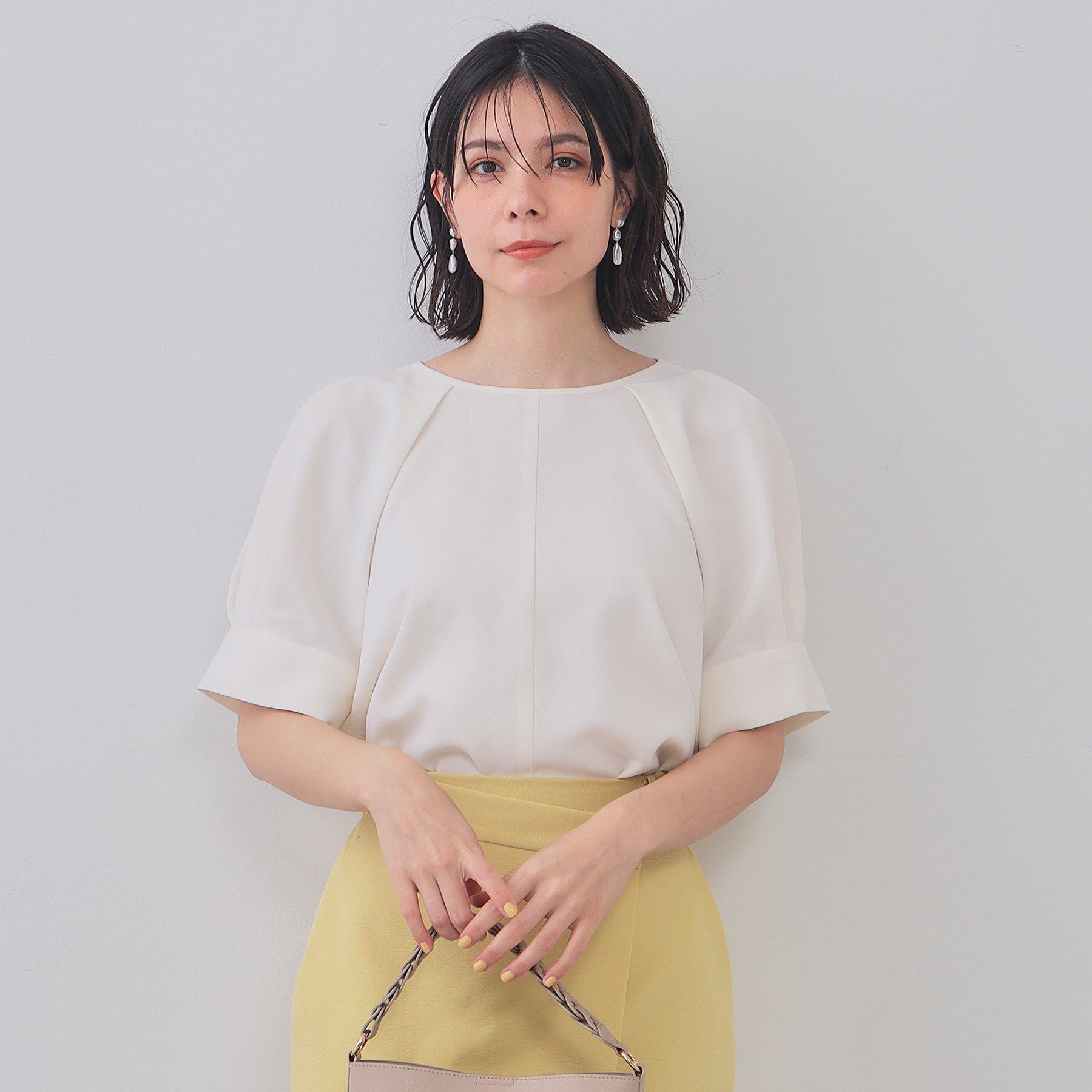 OPAQUE.CLIP「タックボリュームスリーブブラウス【洗濯機洗い可】」|シャツ・ブラウス|オフホワイト(003