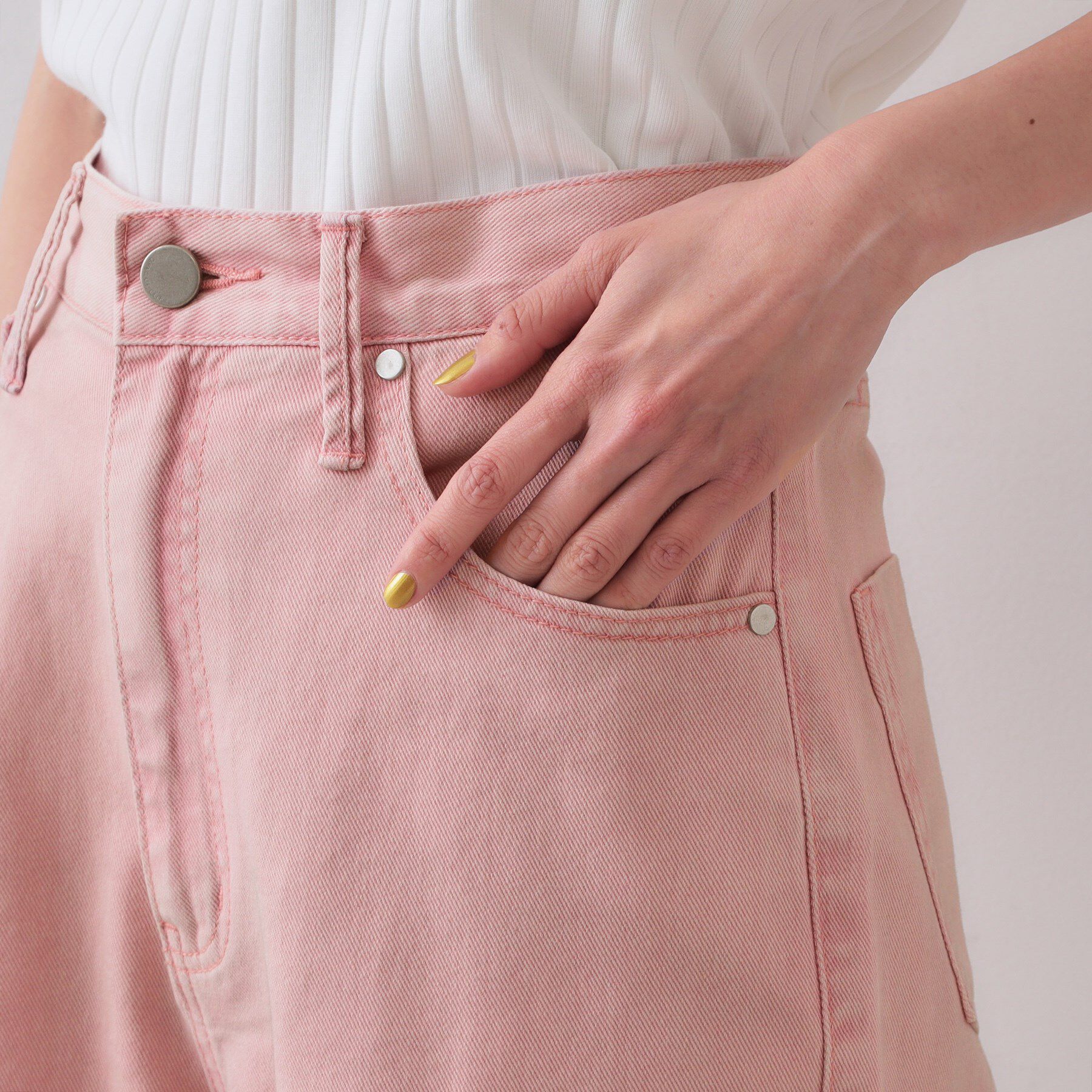 OPAQUE.CLIP「ワイドストレートカラーデニム【洗濯機洗い可】」|デニム|