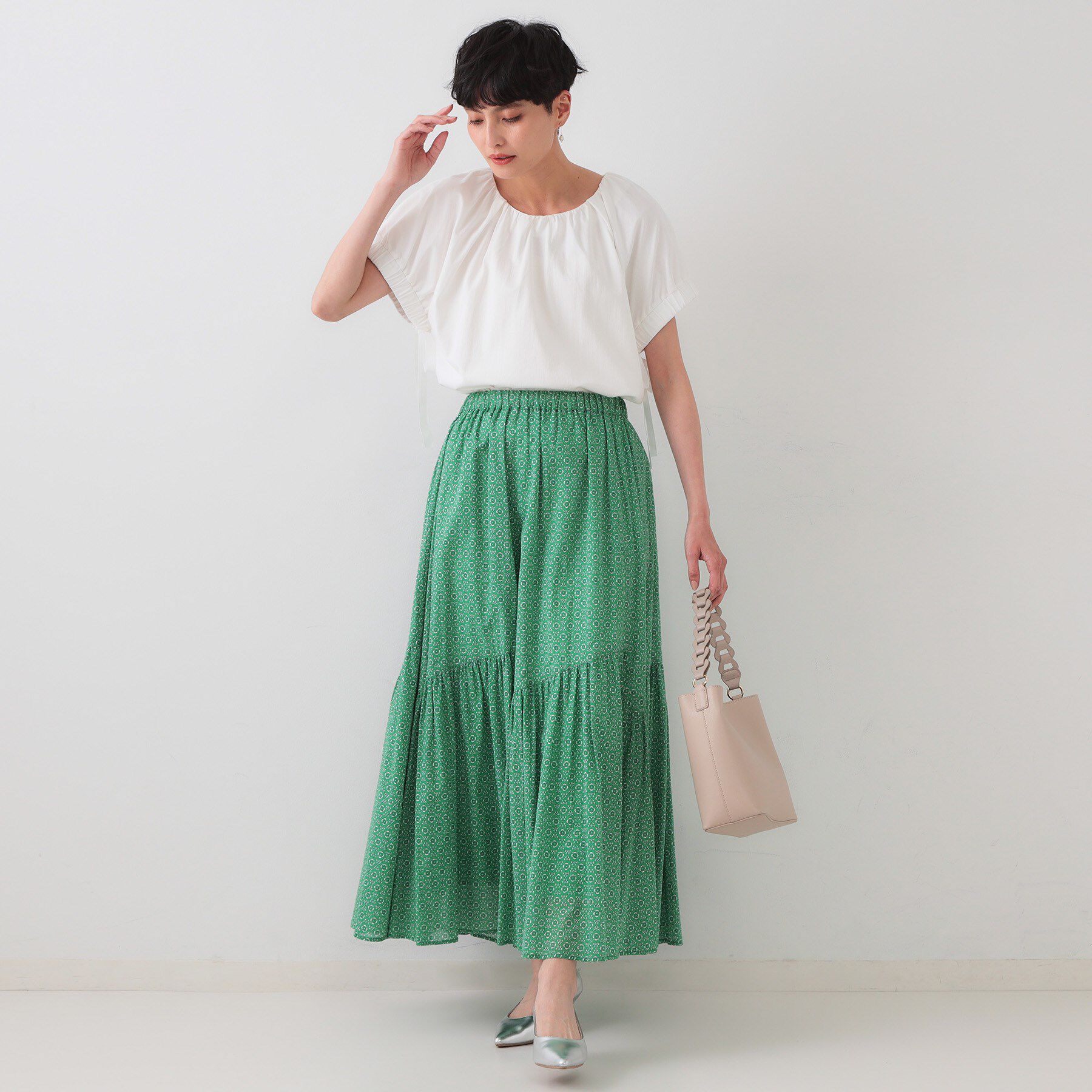 OPAQUE.CLIP「サイドリボンチュニックトップス【洗濯機洗い可】」|Tシャツ・カットソー|