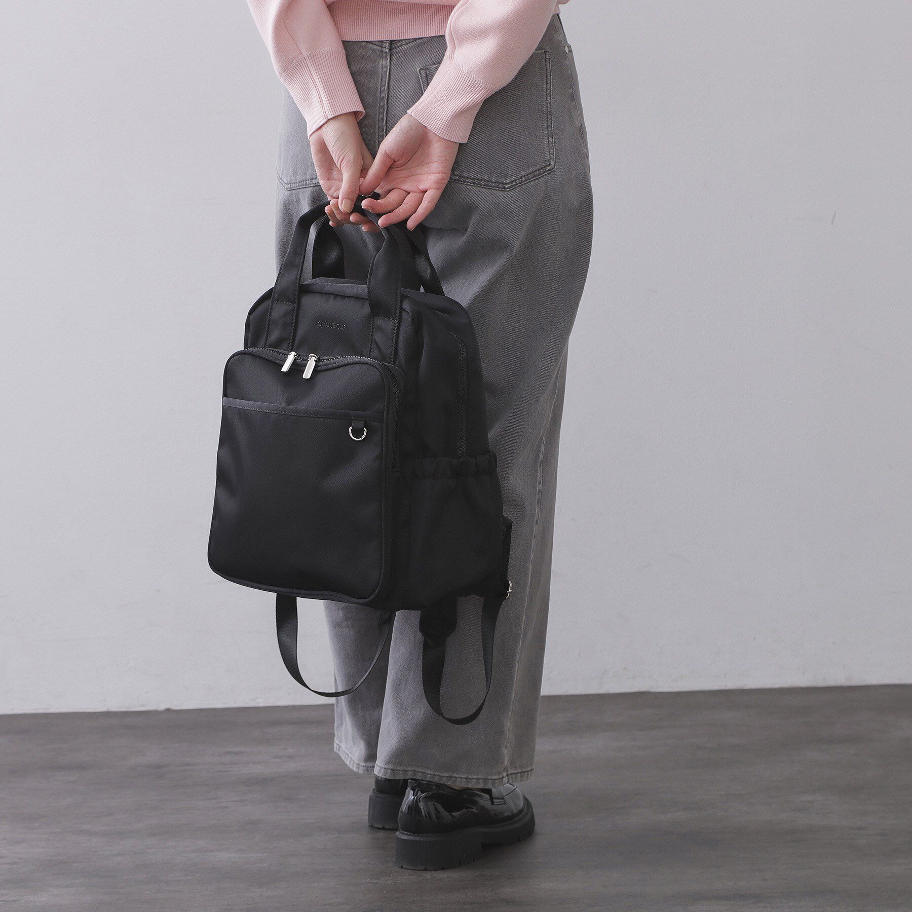 OPAQUE.CLIP「フロントポケットデザインリュック【2WAY／マルチポケット】」|リュック|ブラック(019)