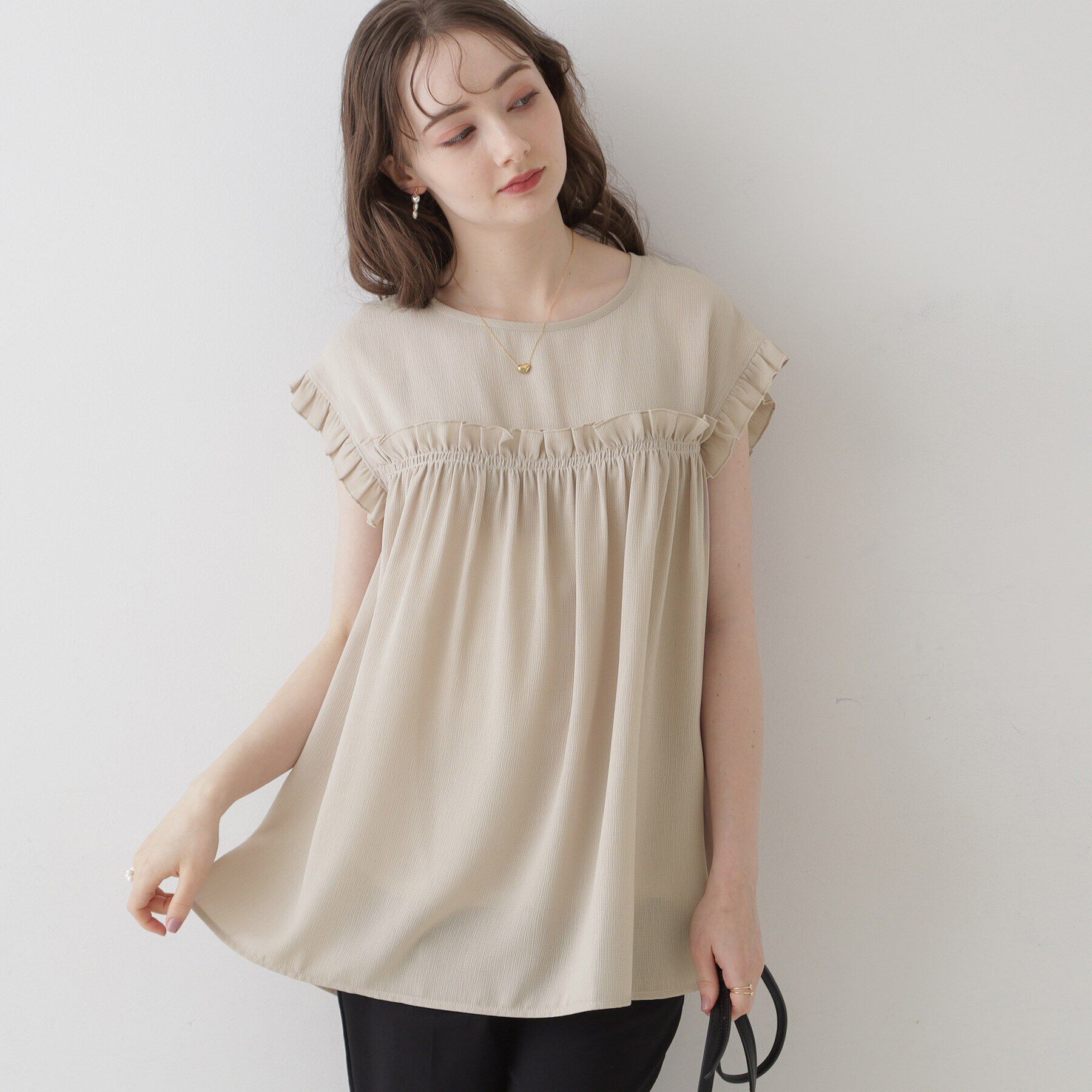 Couture broach「【インしないでキマる長め丈】フリルデザインチュニック」|チュニック|ﾍﾞｰｼﾞｭ(052)