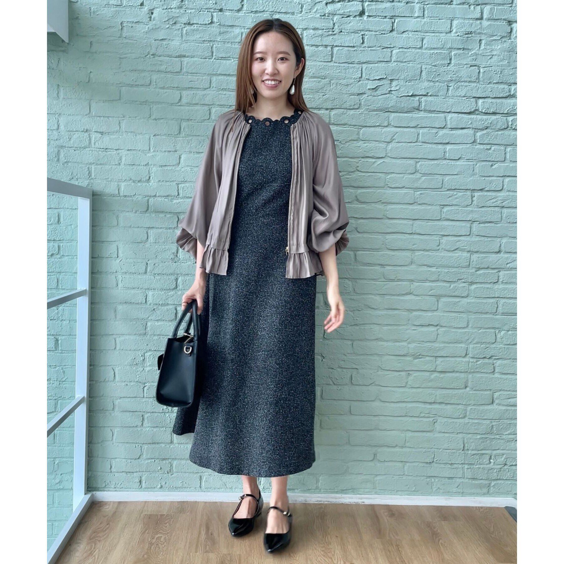 Couture broach「【上品・高見えブルゾン】シルキーローンノーカラーフリルブルゾン」|ブルゾン・スタジャン|