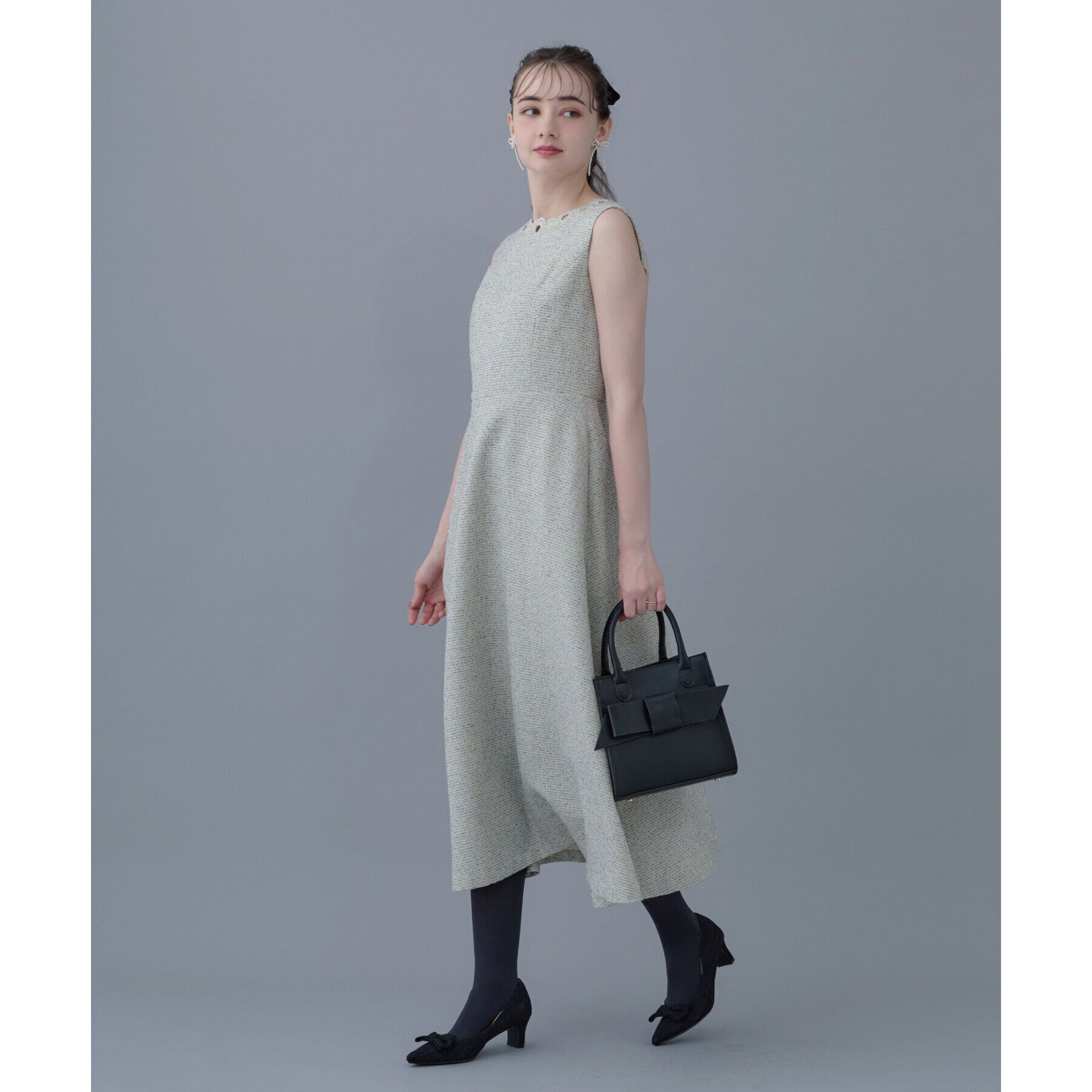 Couture broach「【美シルエット・上品ワンピ】エンブロネック ツイードワンピ」|ワンピース|ｱｲﾎﾞﾘｰ(004)