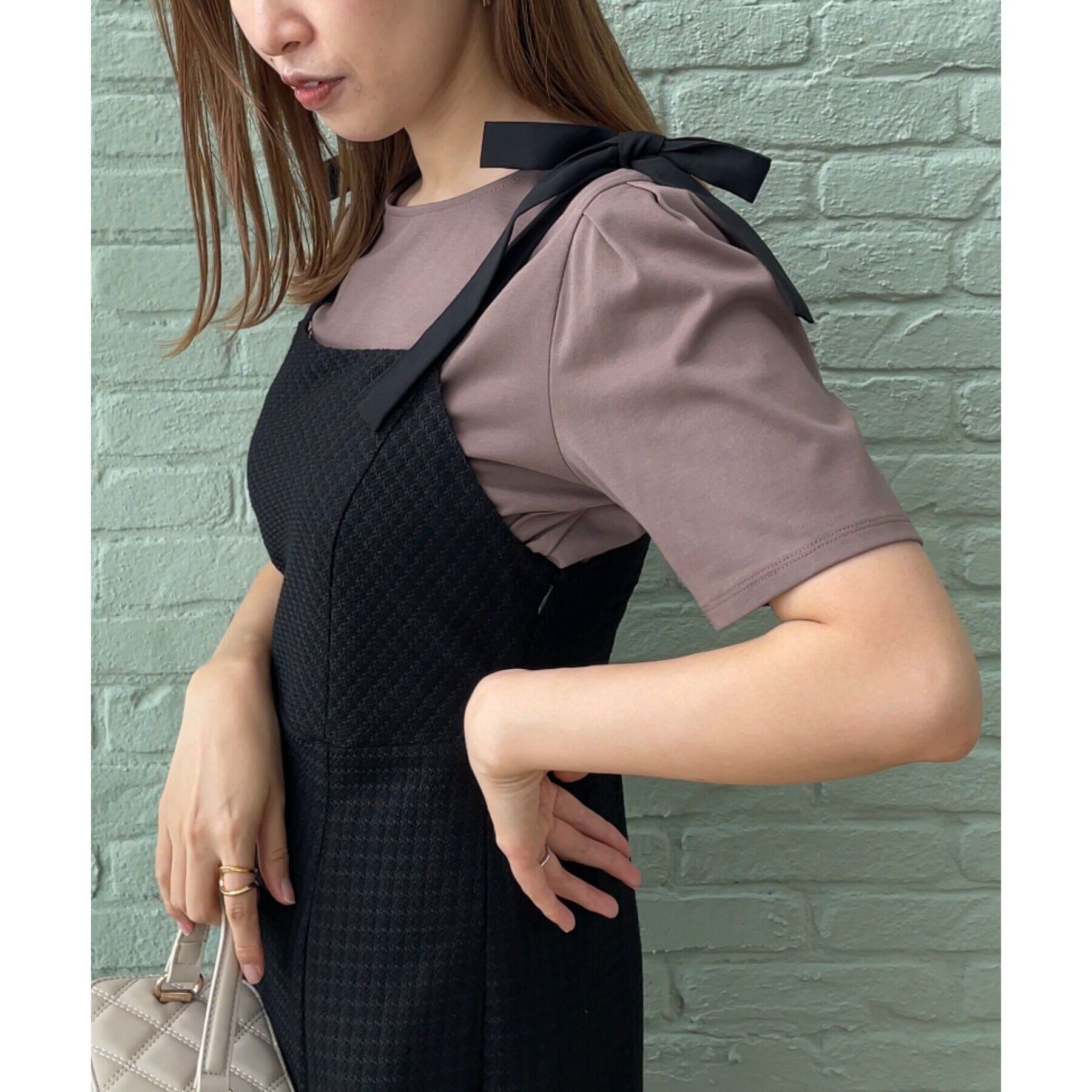 Couture broach「【着映えするワンピース】肩リボンチェックワンピース」|ワンピース|