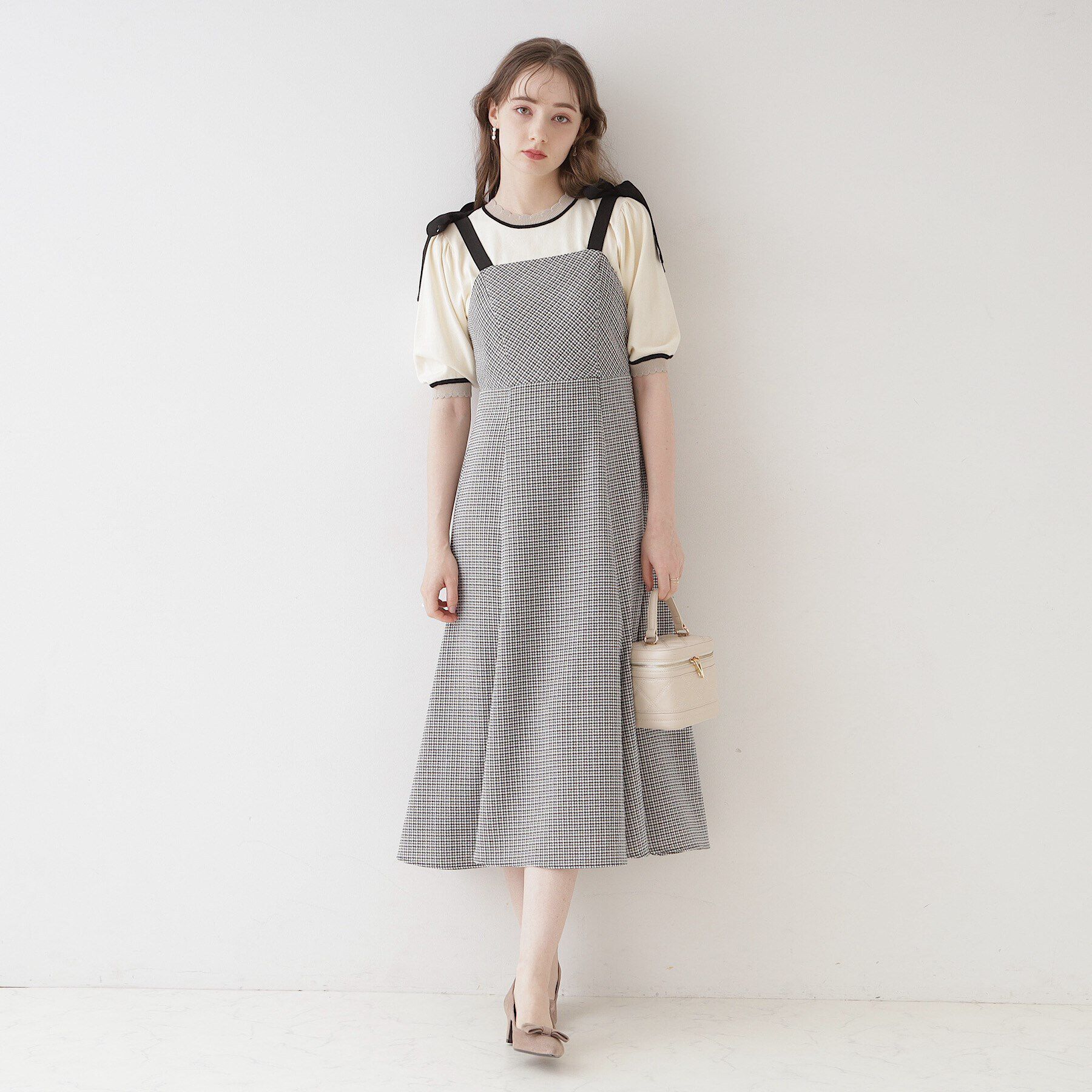 Couture broach「【着映えするワンピース】肩リボンチェックワンピース」|ワンピース|