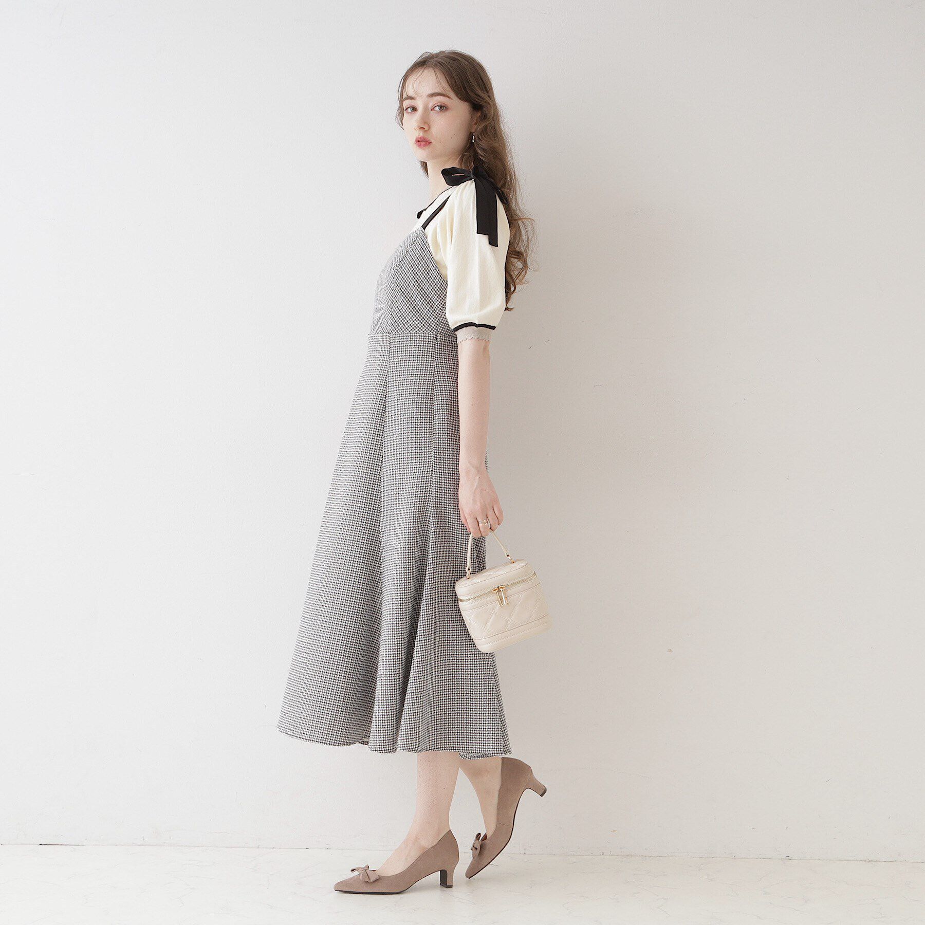Couture broach「【着映えするワンピース】肩リボンチェックワンピース」|ワンピース|