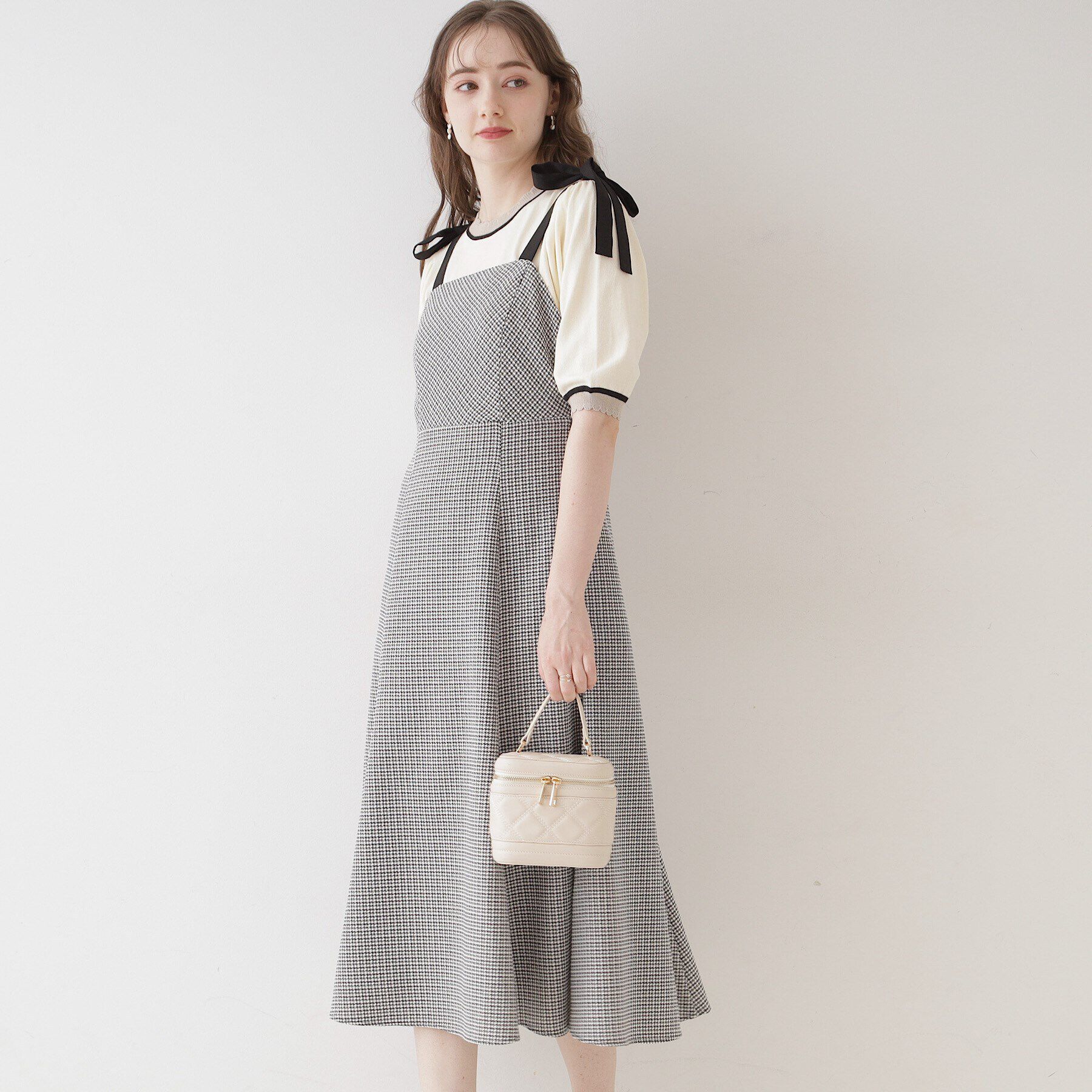 Couture broach「【着映えするワンピース】肩リボンチェックワンピース」|ワンピース|