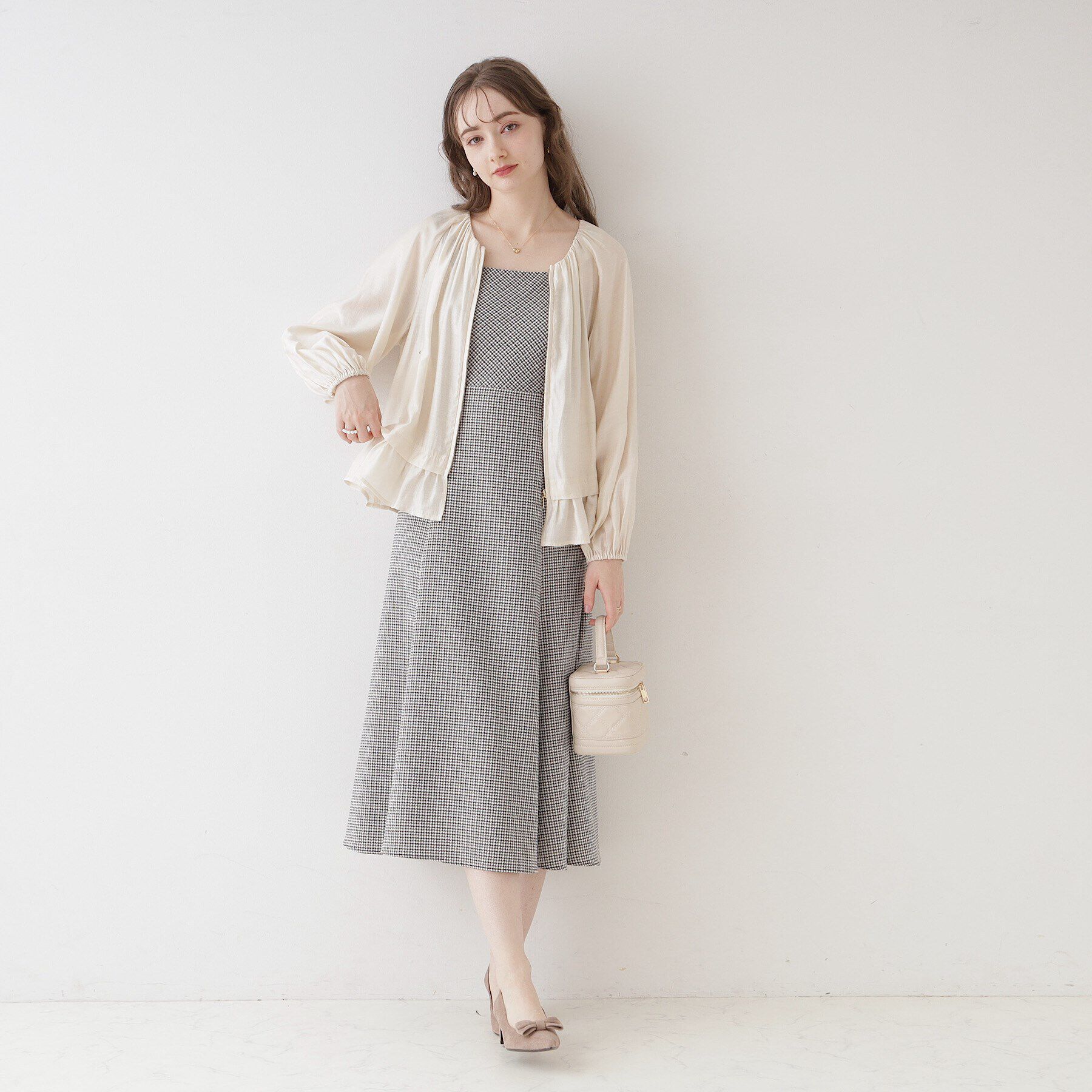 Couture broach「【着映えするワンピース】肩リボンチェックワンピース」|ワンピース|