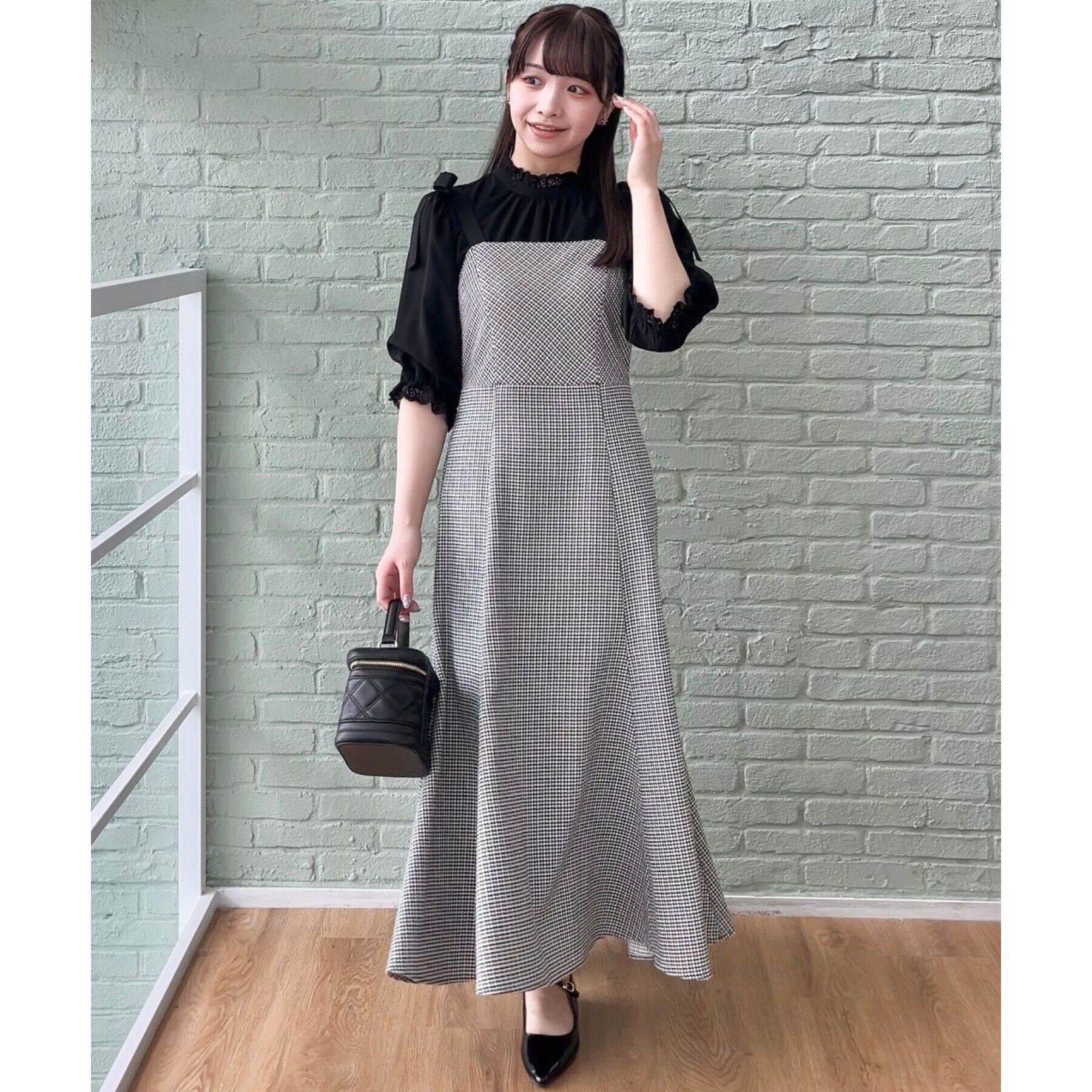Couture broach「【着映えするワンピース】肩リボンチェックワンピース」|ワンピース|