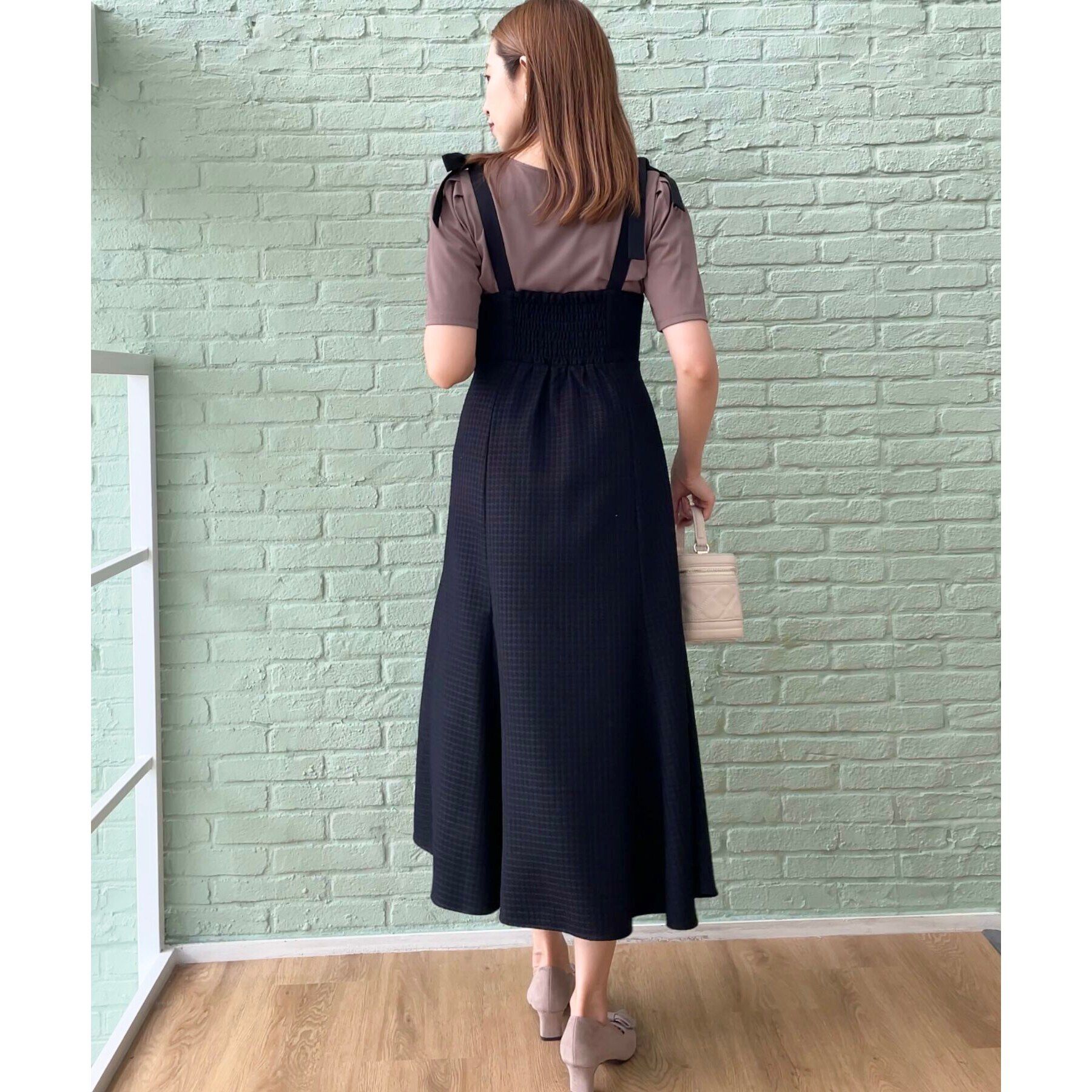 Couture broach「【着映えするワンピース】肩リボンチェックワンピース」|ワンピース|