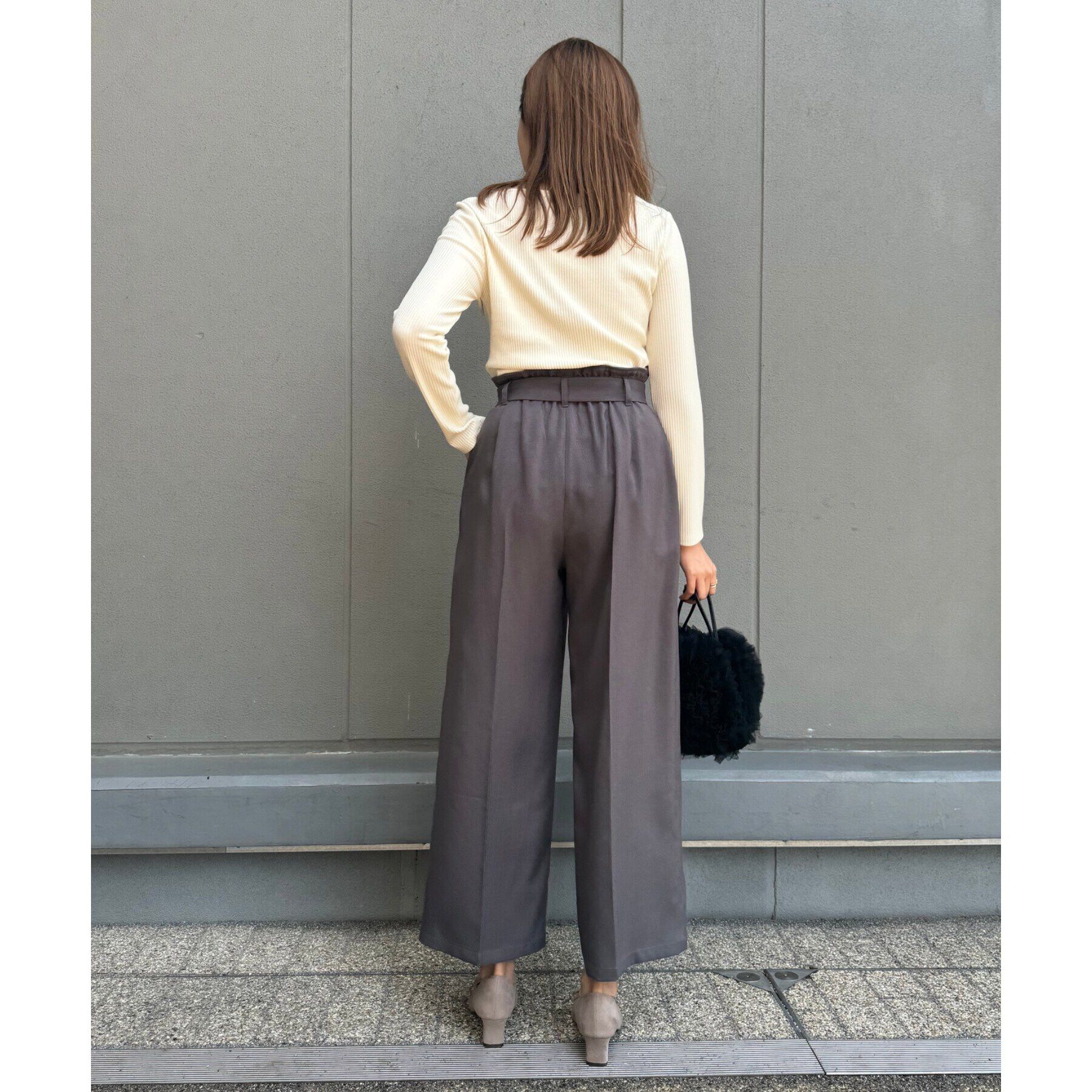 Couture broach「【顔まわりスッキリ・マシンウォッシャブル】ハートネックテレコトップス」|Tシャツ・カットソー|