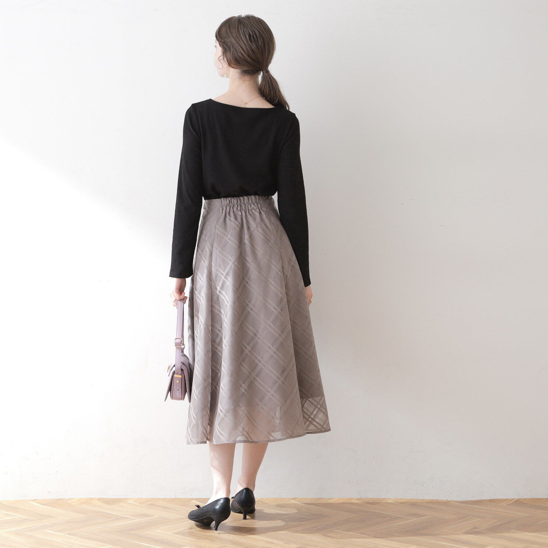 Couture broach「【顔まわりスッキリ・マシンウォッシャブル】ハートネックテレコトップス」|Tシャツ・カットソー|