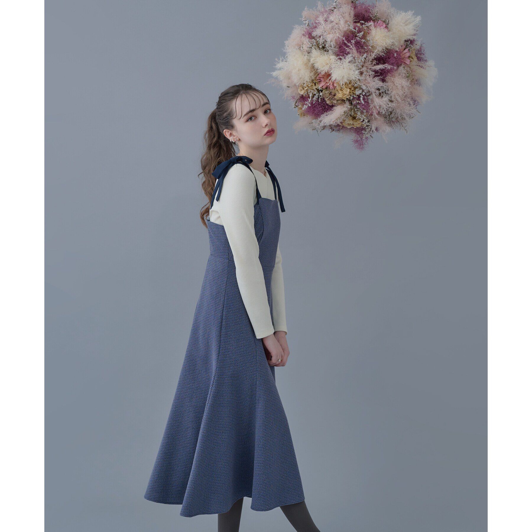 Couture broach「【顔まわりスッキリ・マシンウォッシャブル】ハートネックテレコトップス」|Tシャツ・カットソー|