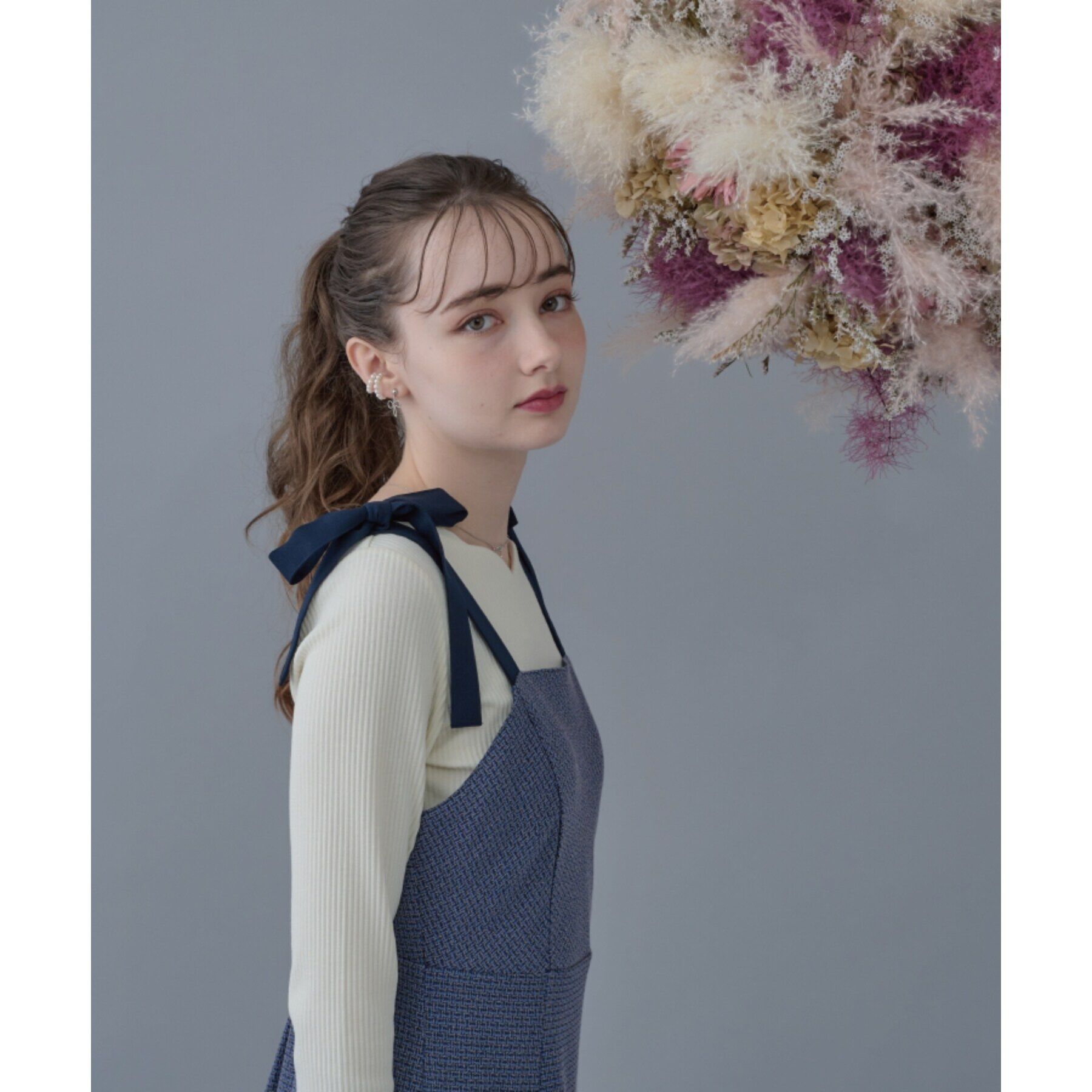 Couture broach「【顔まわりスッキリ・マシンウォッシャブル】ハートネックテレコトップス」|Tシャツ・カットソー|