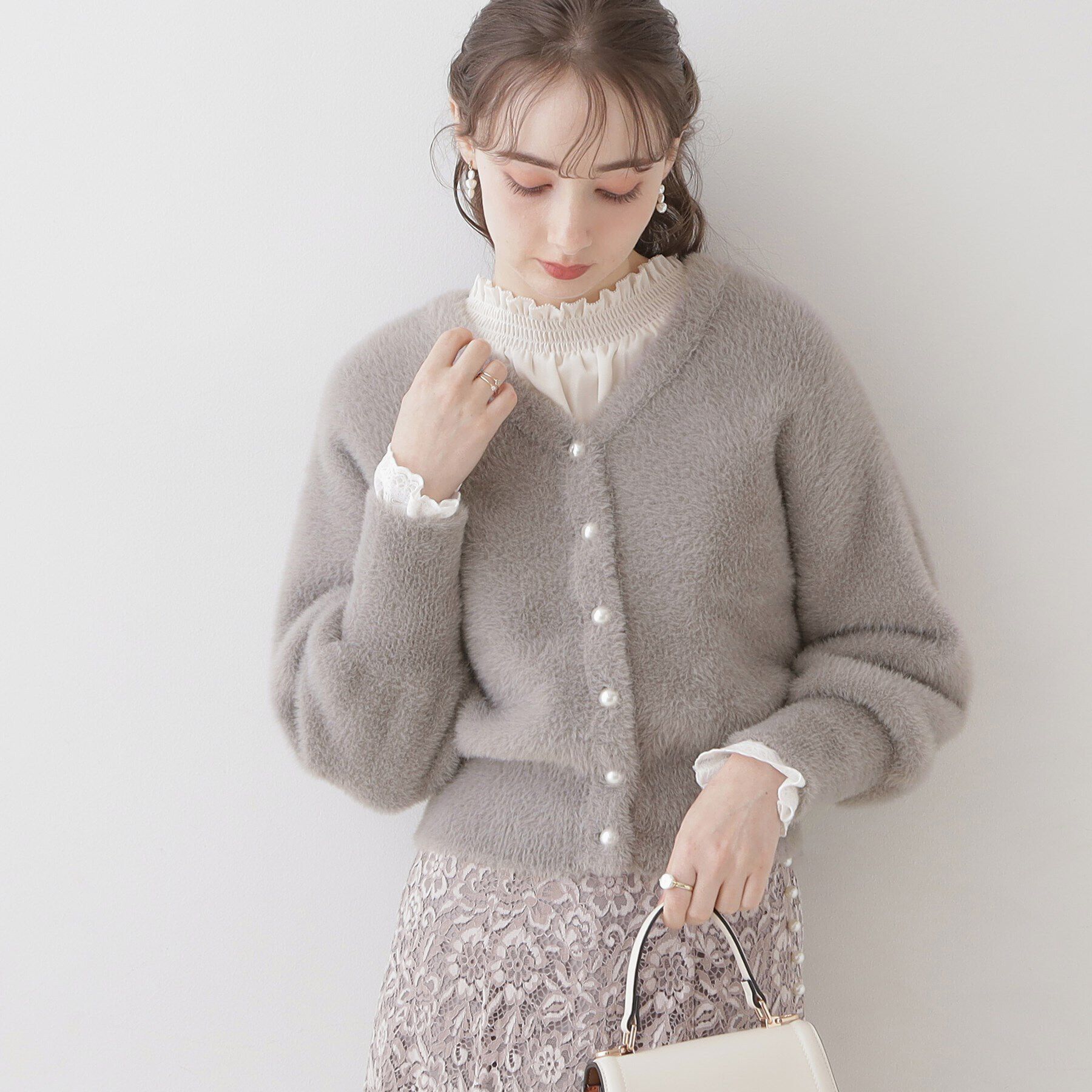 Couture broach「【ほろ甘・ふわふわ】前後2WAYフェザーカーディガン」|カーディガン|