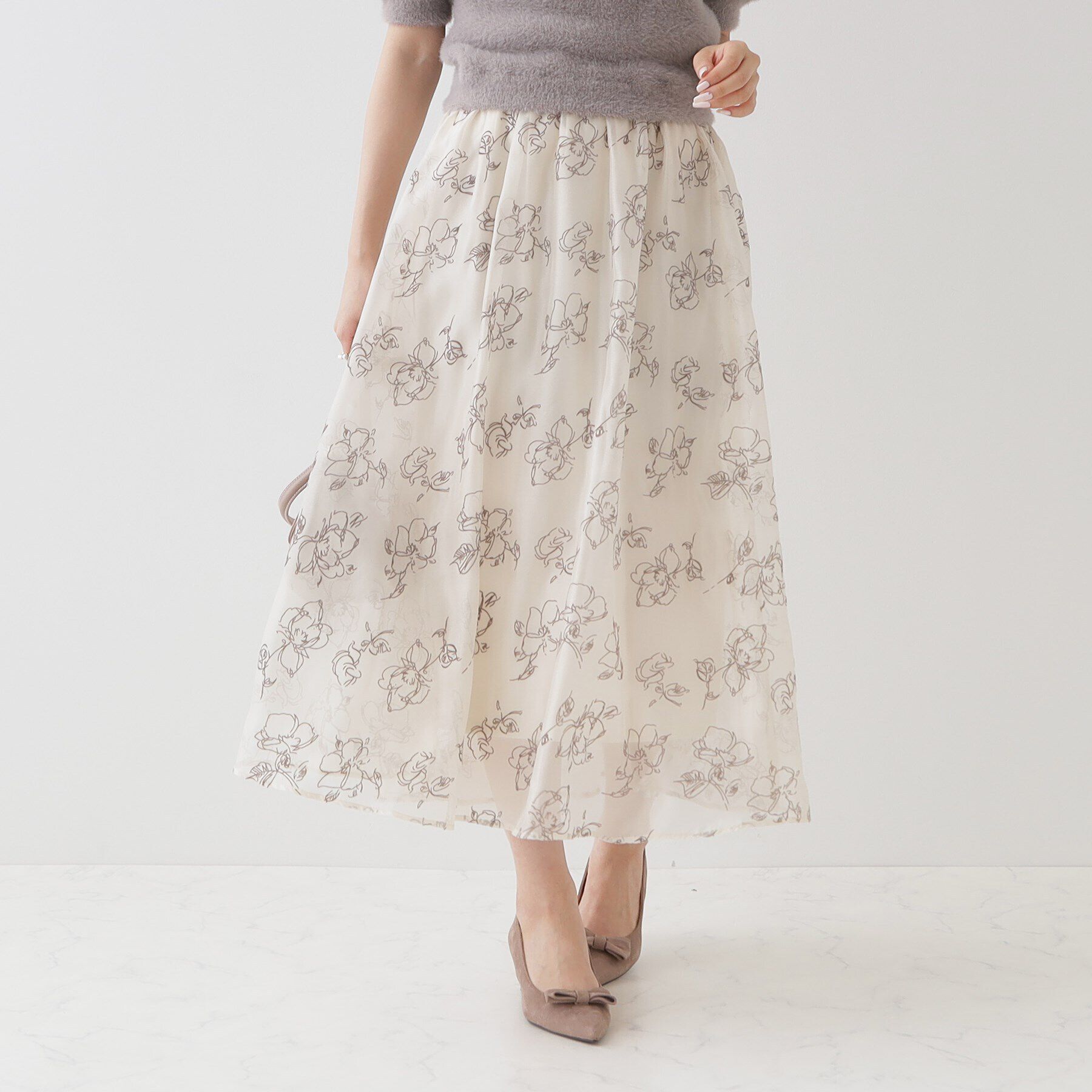 Couture broach「フロッキーフラワーオーガンジースカート」|スカート|