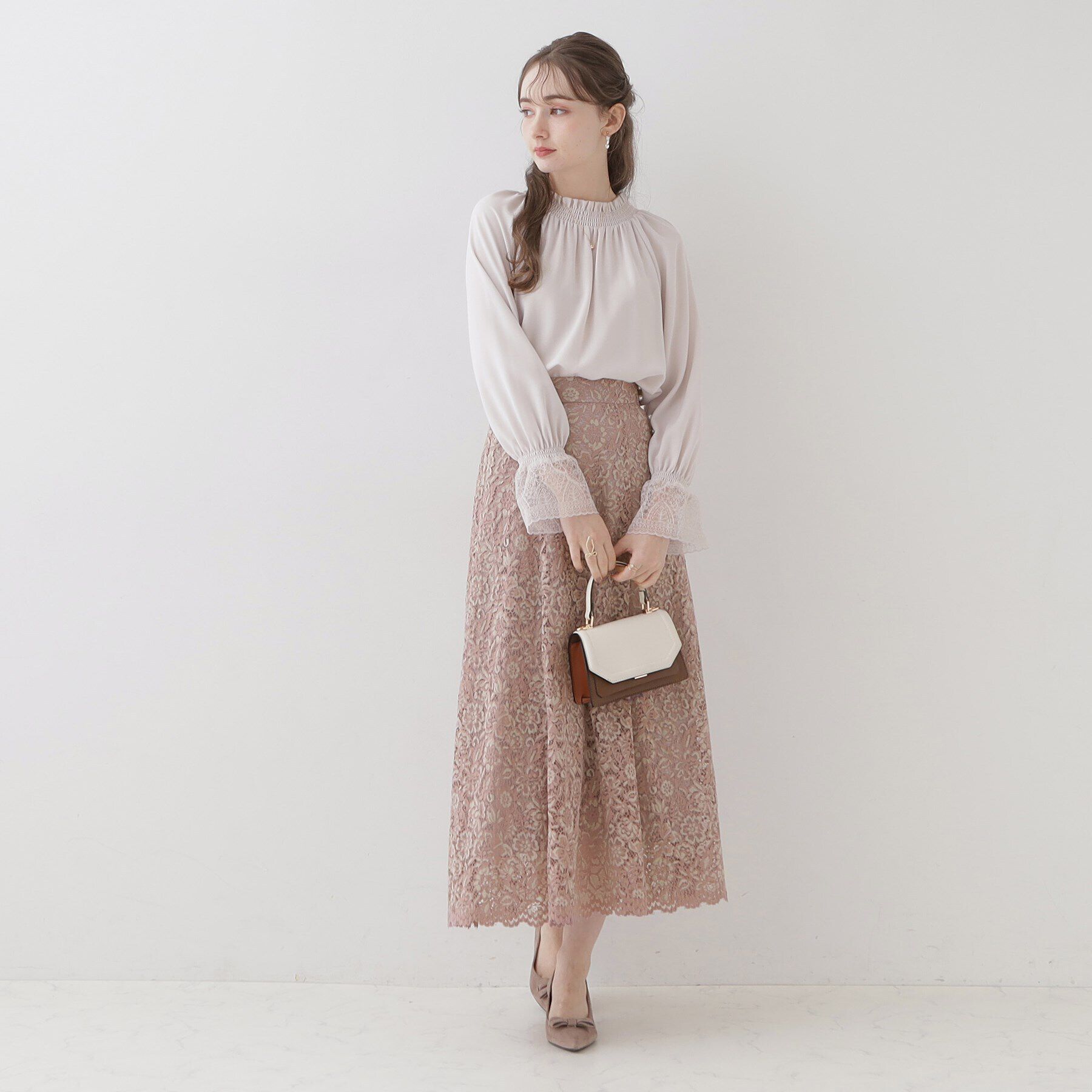 Couture broach「【華やか主役スカート】アイテムポイントパール調コードレーススカート」|スカート|