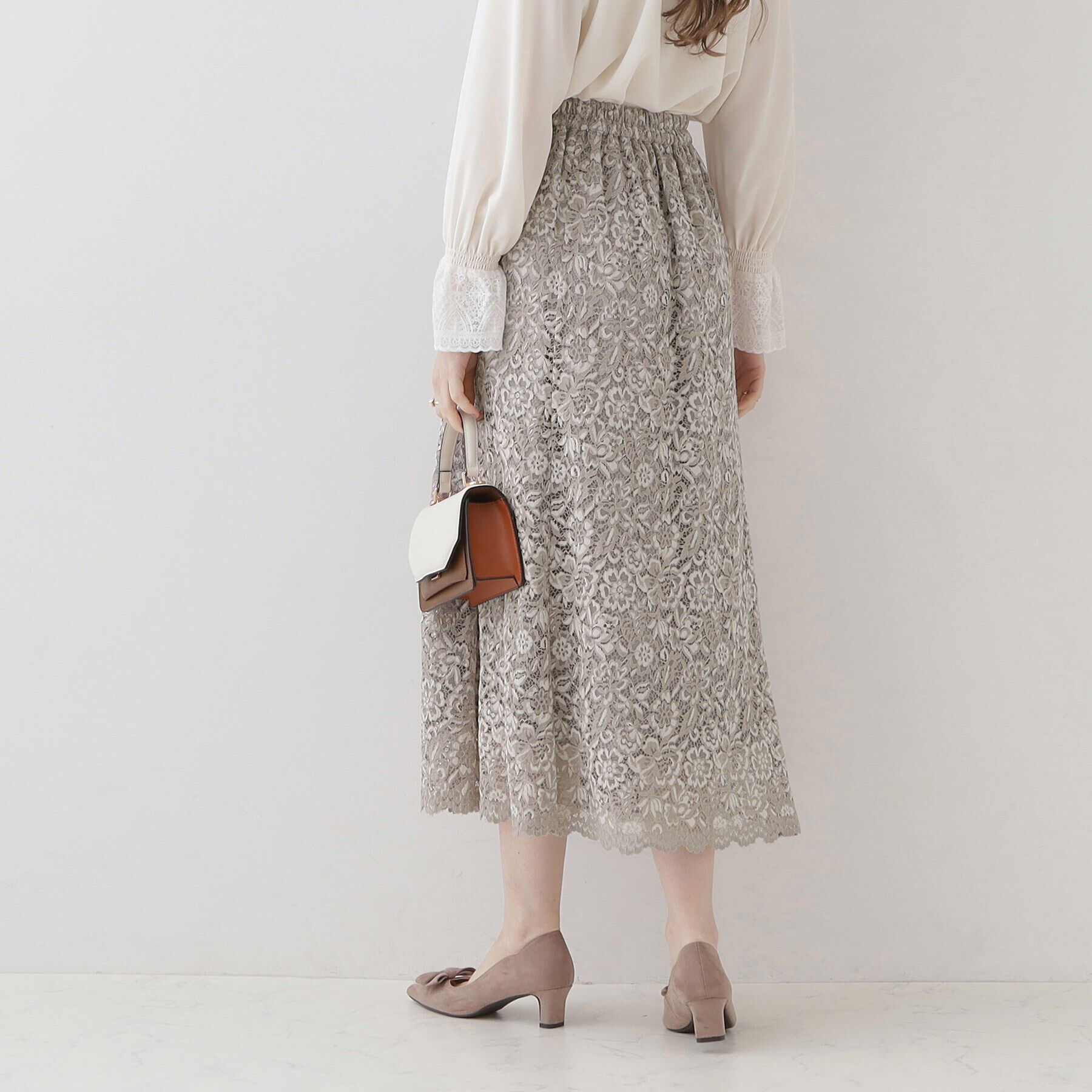 Couture broach「【華やか主役スカート】アイテムポイントパール調コードレーススカート」|スカート|