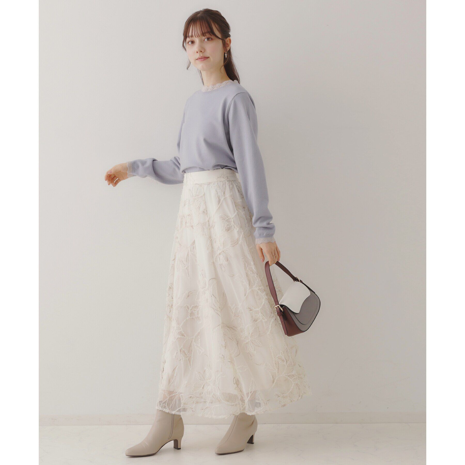 Couture broach「【ふわっと揺れる華やぎスカート】ブークレチュールスカート」|スカート|