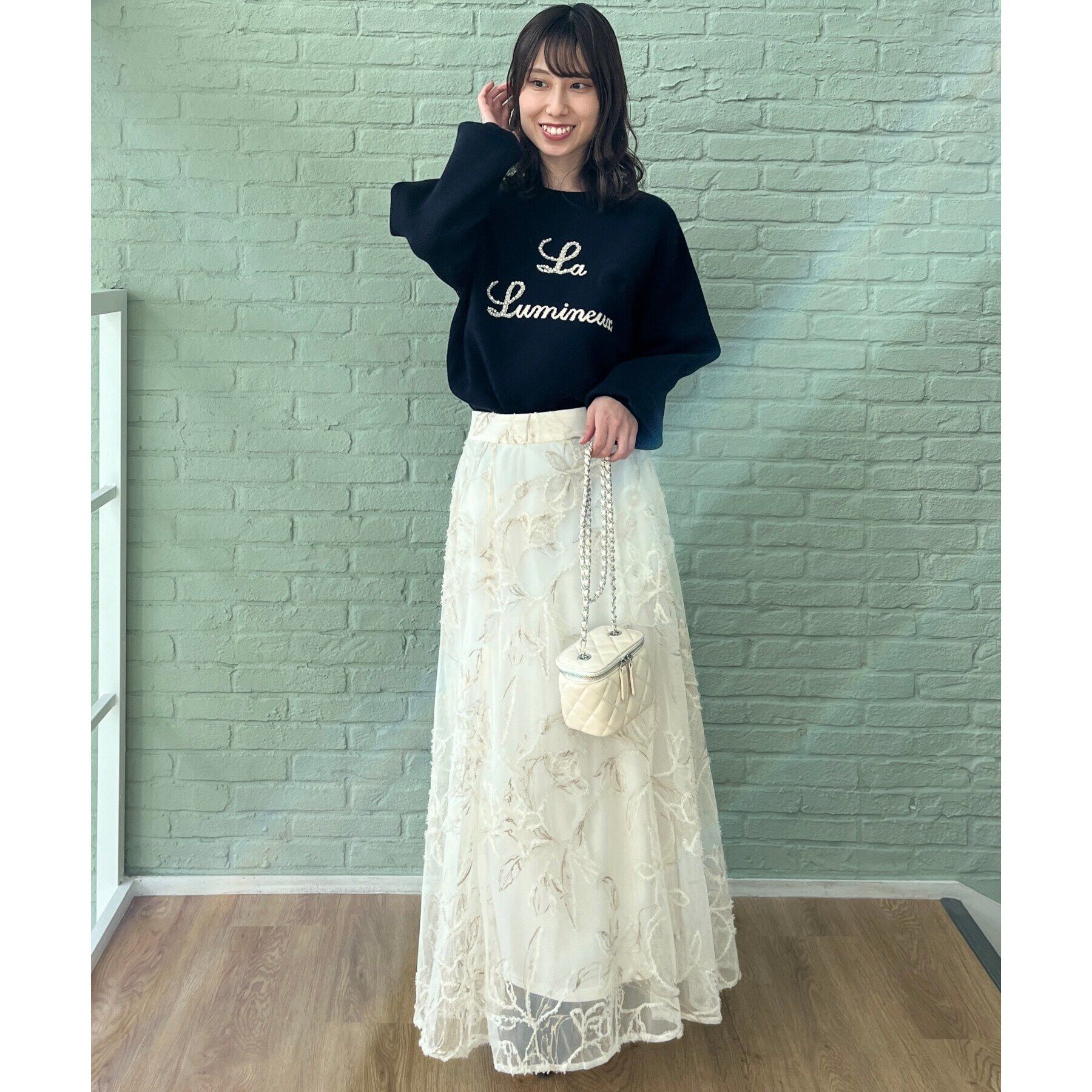 Couture broach「【ふわっと揺れる華やぎスカート】ブークレチュールスカート」|スカート|