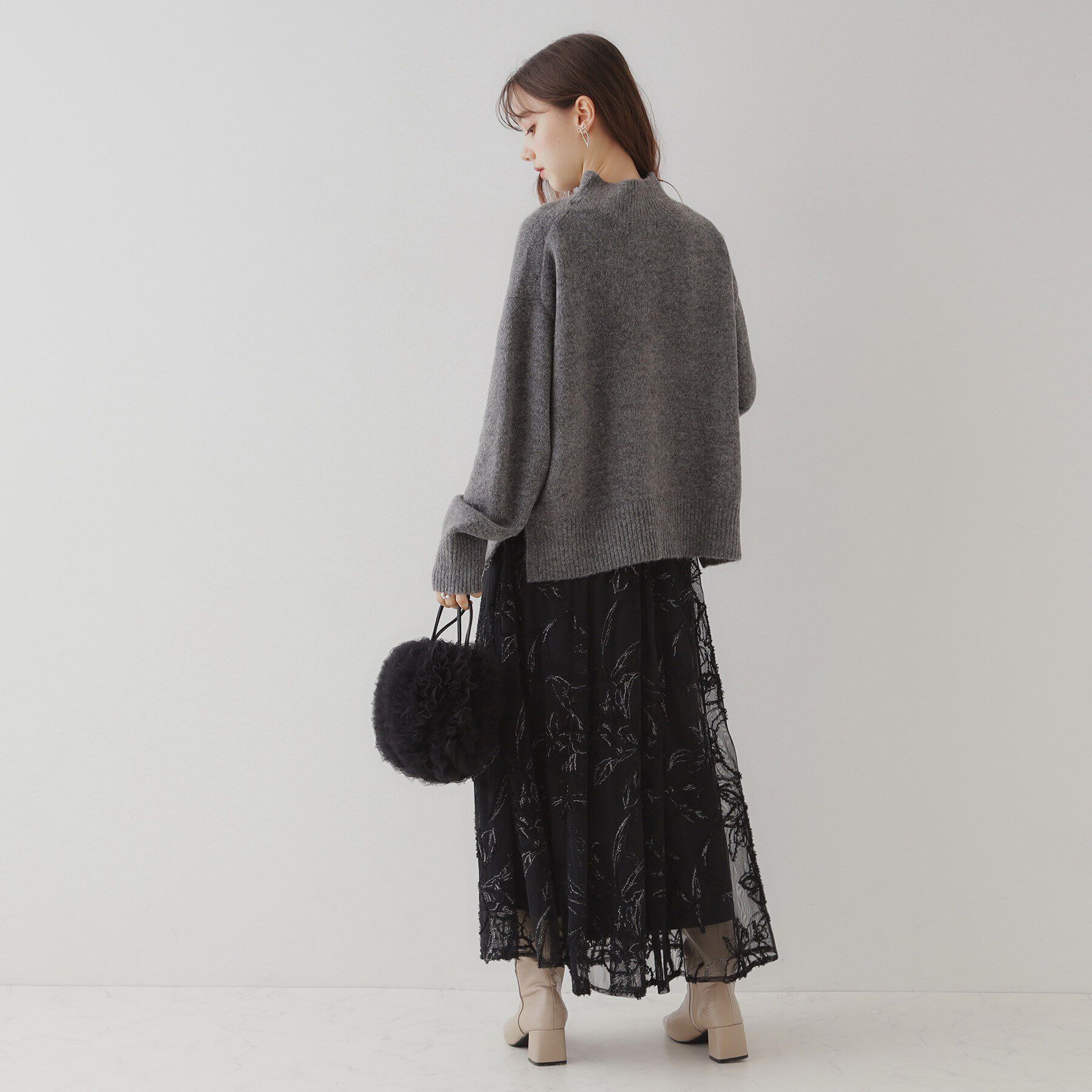 Couture broach「【ふわっと揺れる華やぎスカート】ブークレチュールスカート」|スカート|