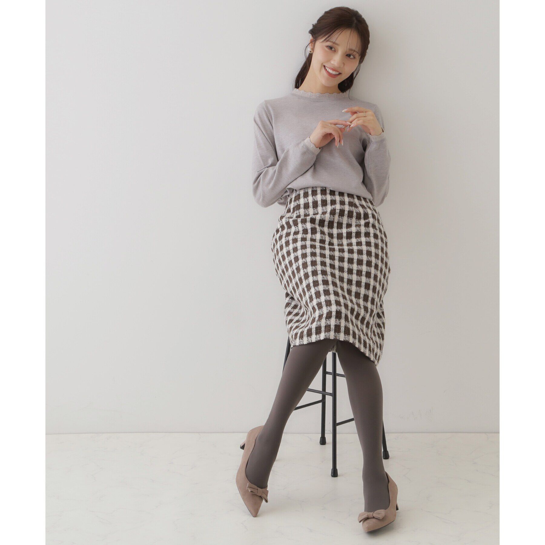 Couture broach「【プチプラ・上品&times;シンプルなニット】サステナブル 配色透かしスカラニット」|ニット・セーター|