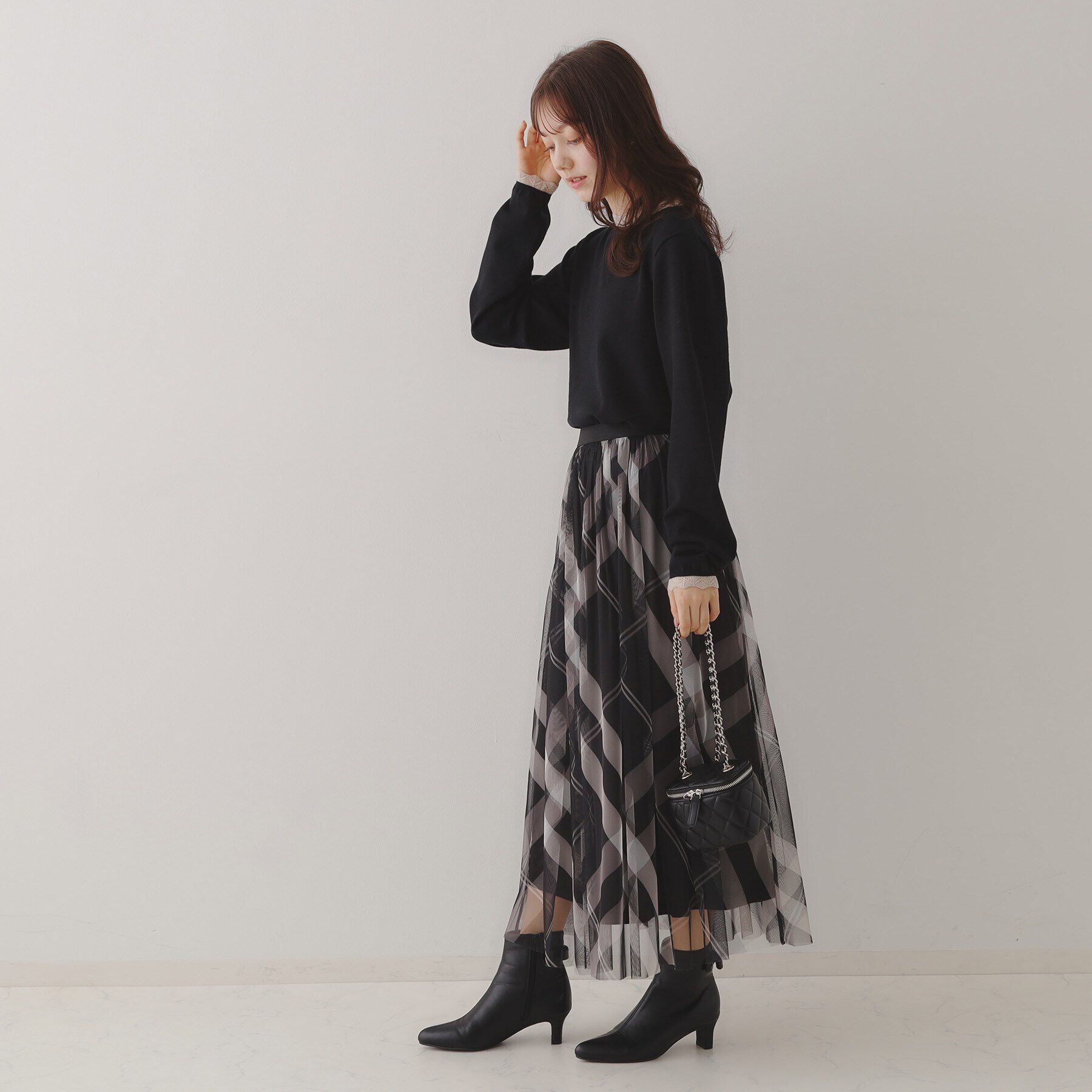 Couture broach「【プチプラ・上品&times;シンプルなニット】サステナブル 配色透かしスカラニット」|ニット・セーター|