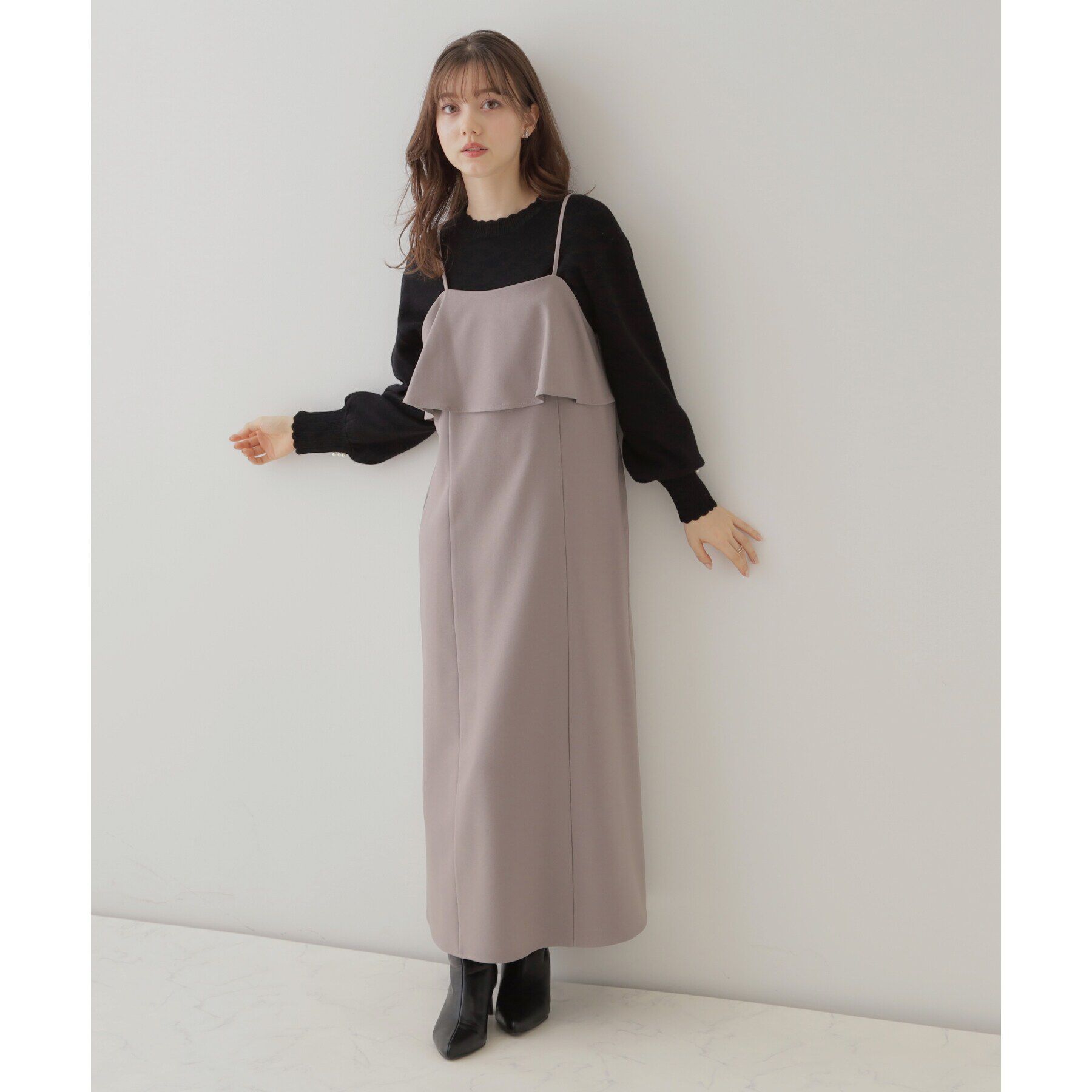 Couture broach「【スッキリ華奢みえが叶う】フレアデザインキャミワンピース」|ワンピース|