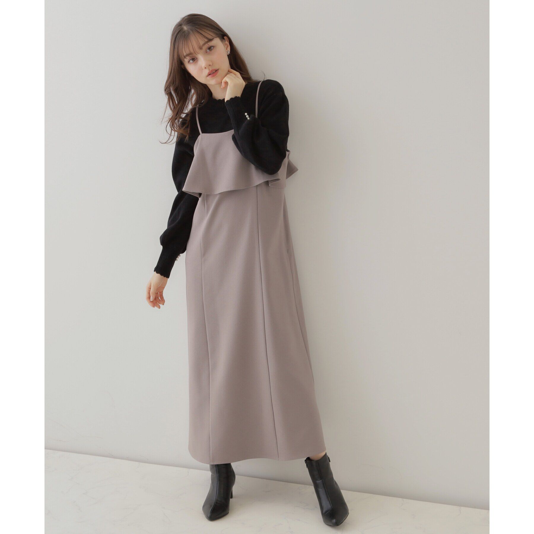 Couture broach「【スッキリ華奢みえが叶う】フレアデザインキャミワンピース」|ワンピース|