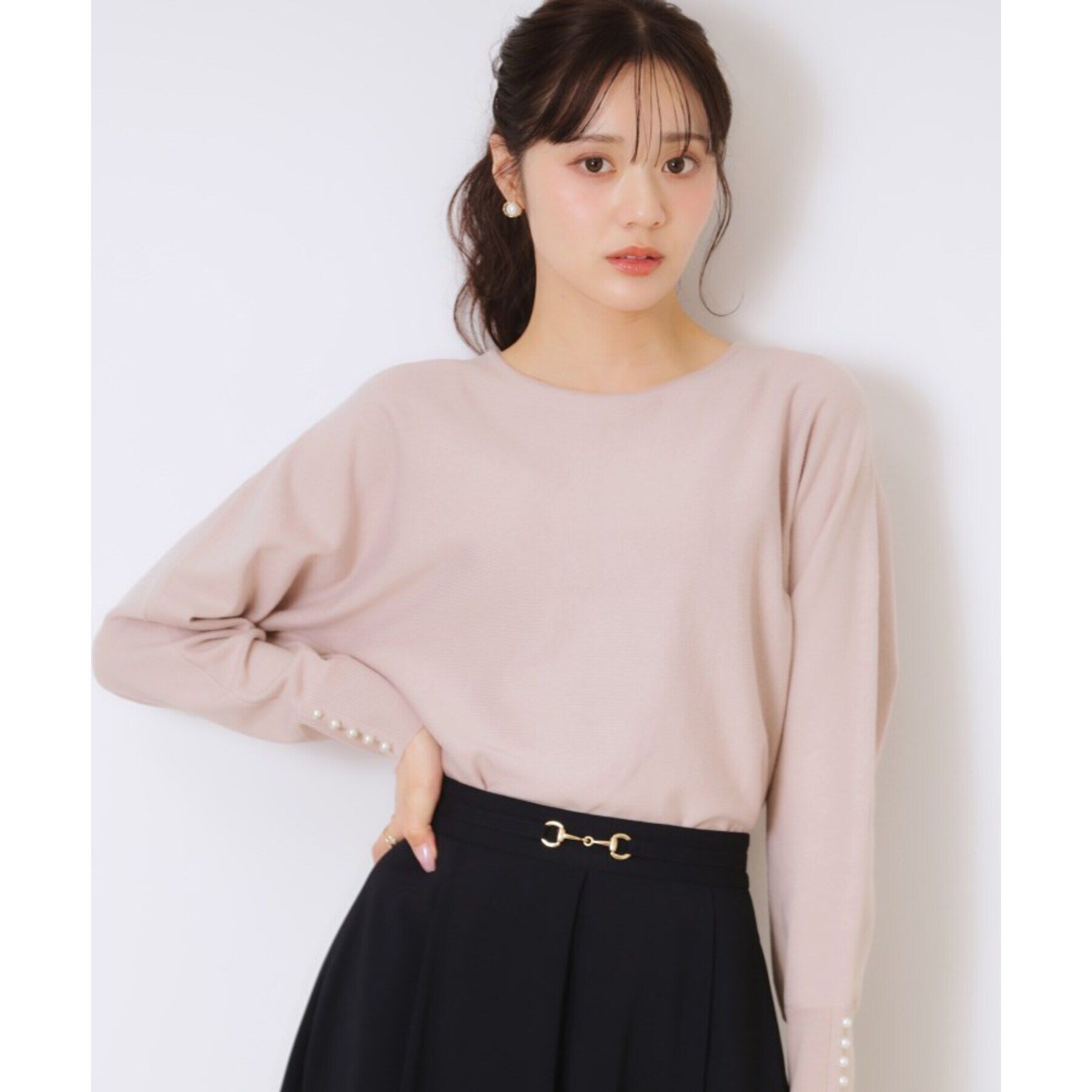 Couture broach「【華奢見せが叶う】Springドルマンニット」|ニット・セーター|ライトピンク(070