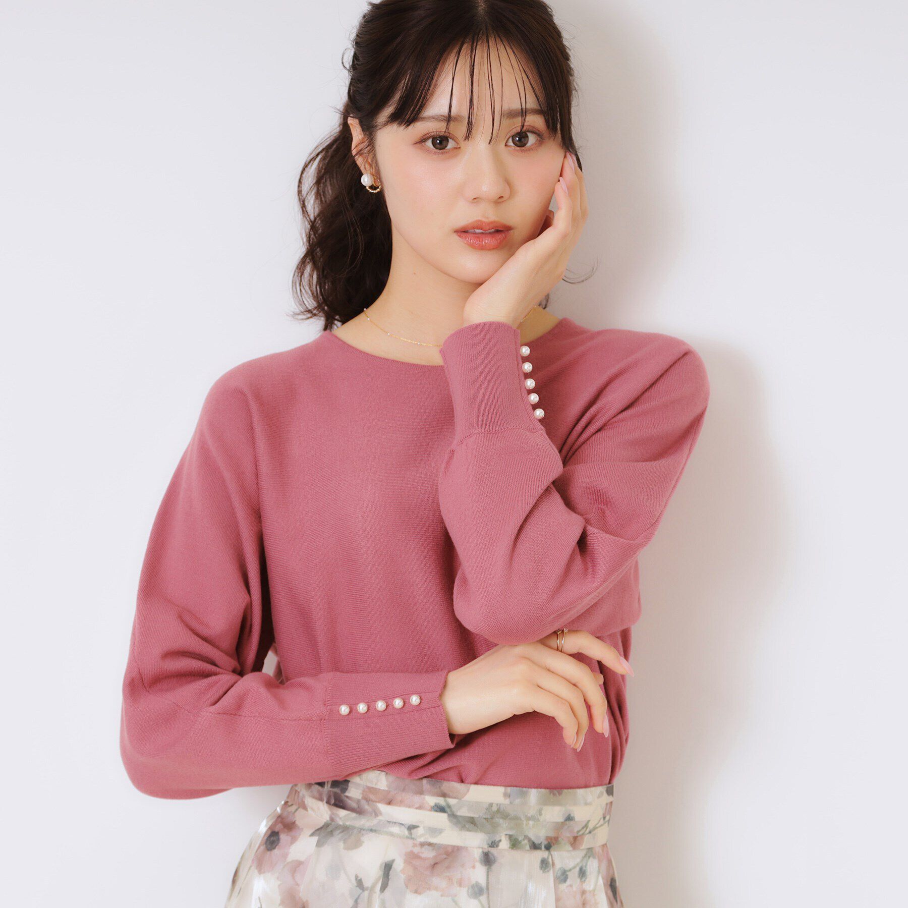 Couture broach「【華奢見せが叶う】Springドルマンニット」|ニット・セーター|ピンク(074)