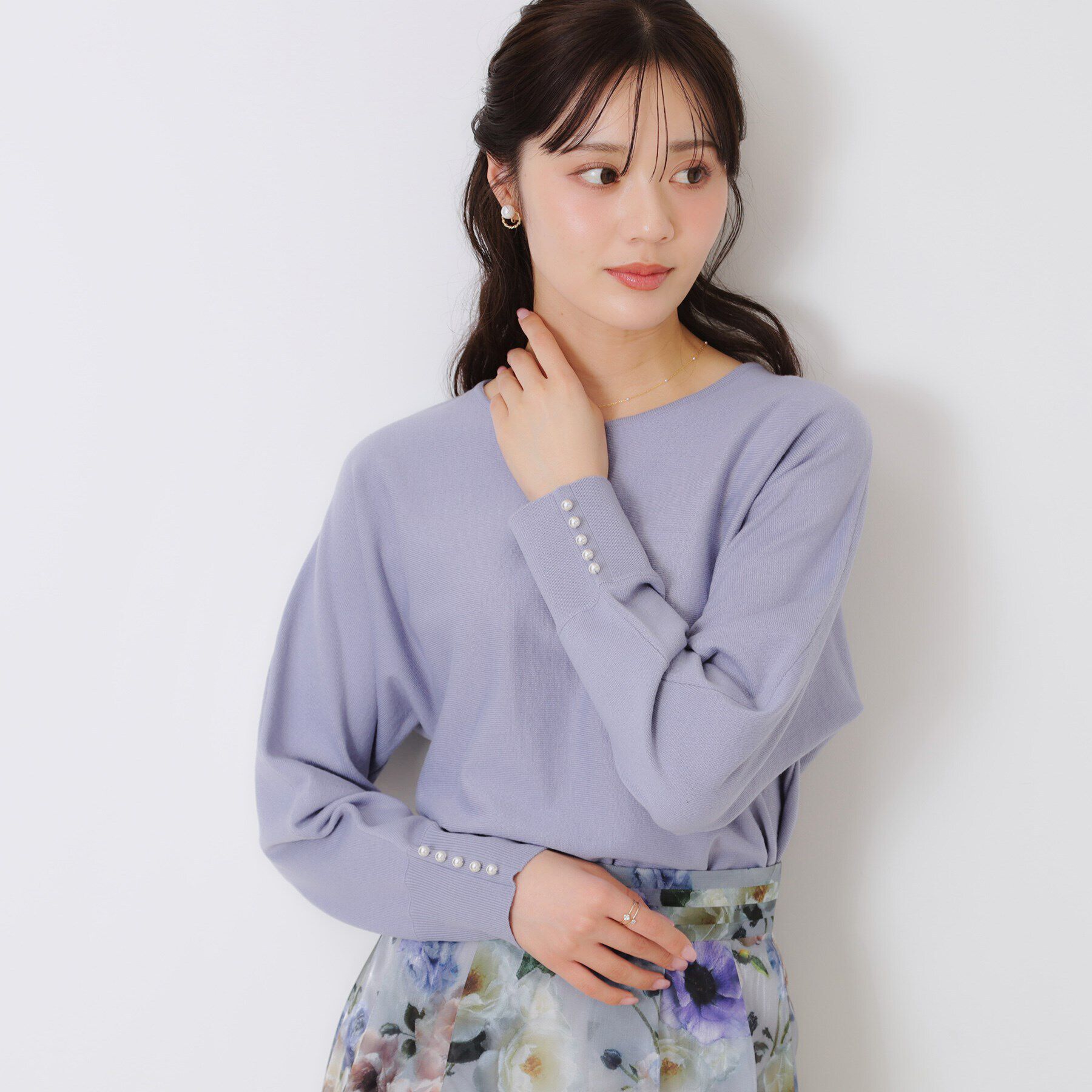 Couture broach「【華奢見せが叶う】Springドルマンニット」|ニット・セーター|ブルー(091)