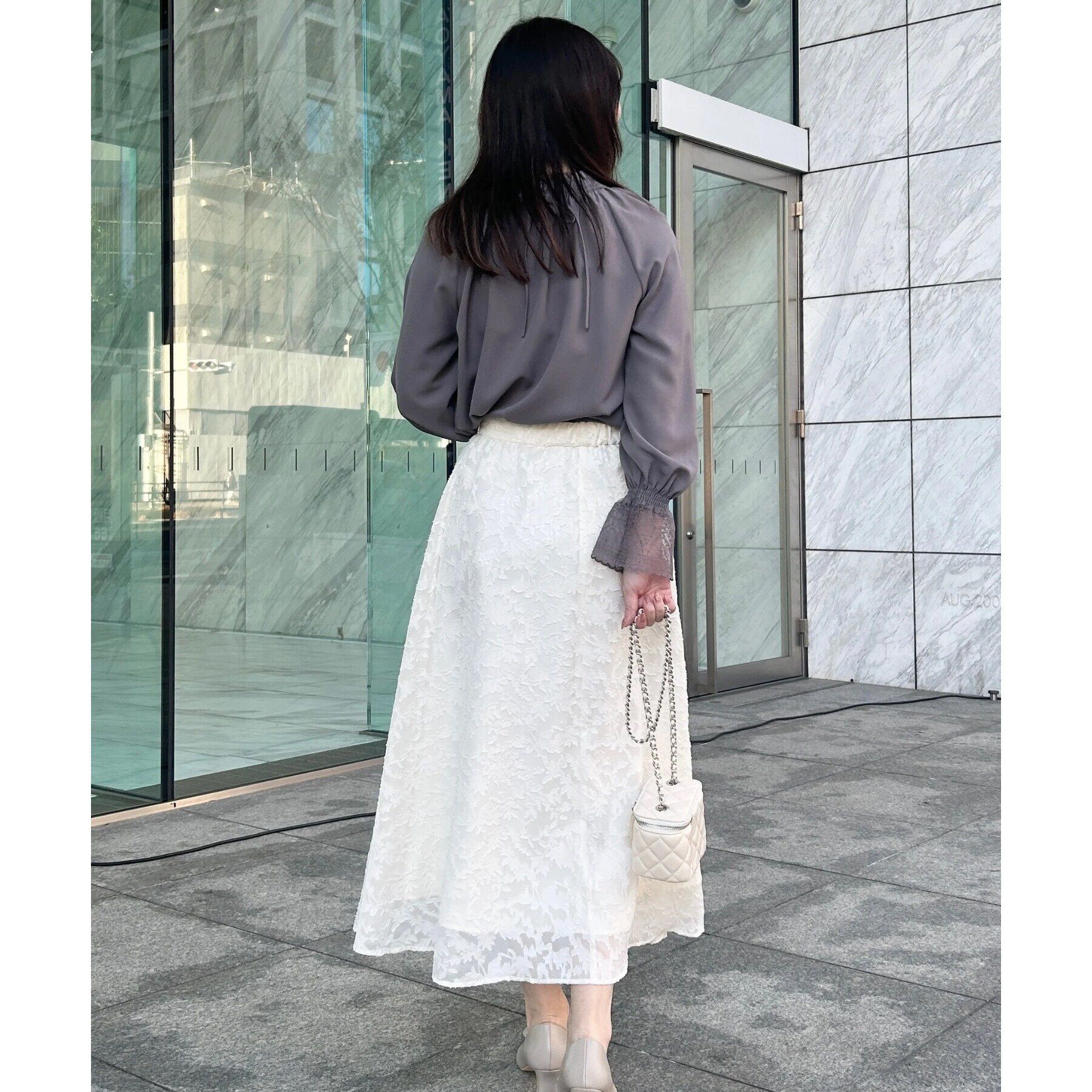 Couture broach「【春の華やぎ無地見えスカート】カットジャカードフラワースカート」|スカート|